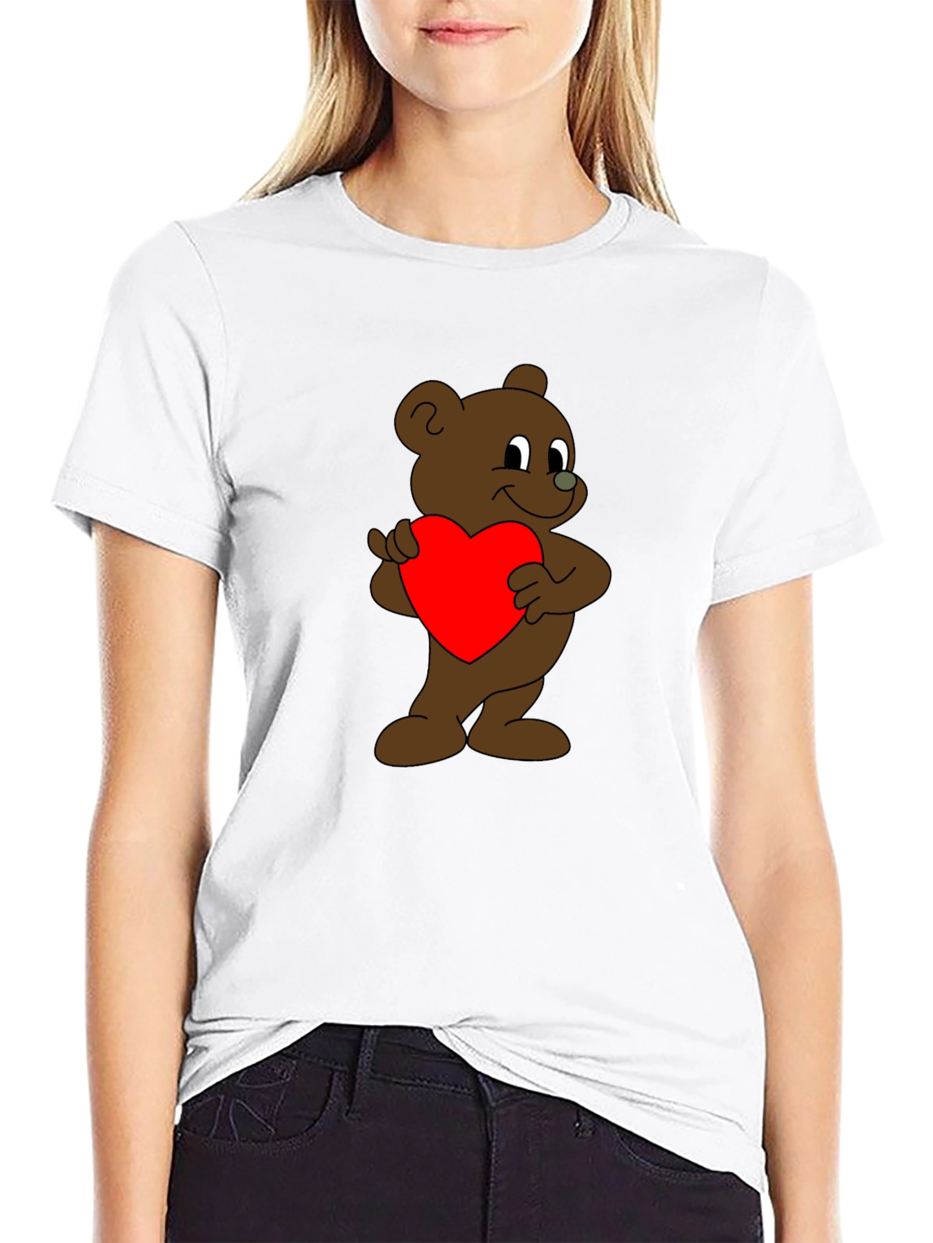 Black Bear Hug Heart T-Shirt - Soft Cotton view 9