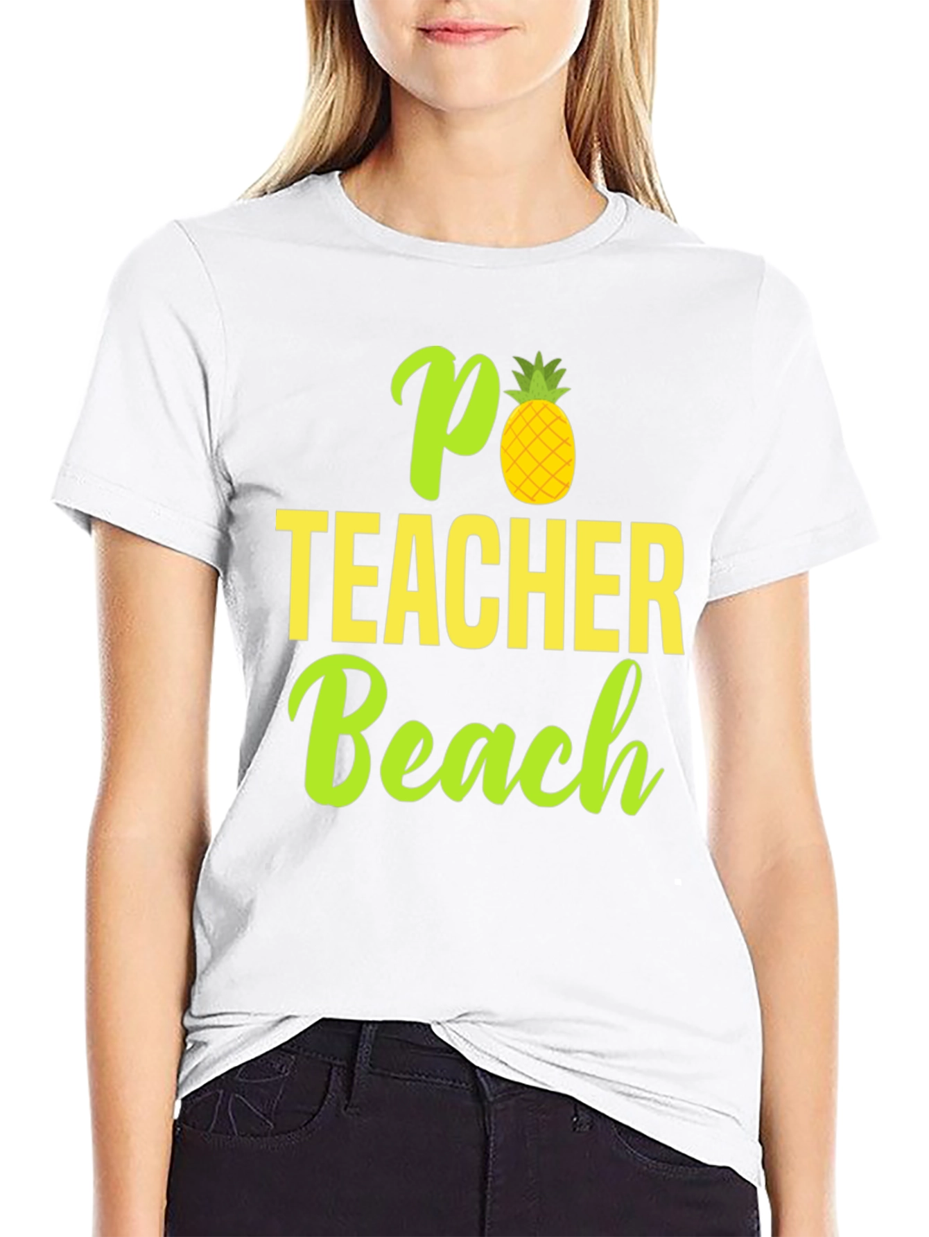 Black Pineapple Teacher Beach T-Shirt - Summer Ready! view 9