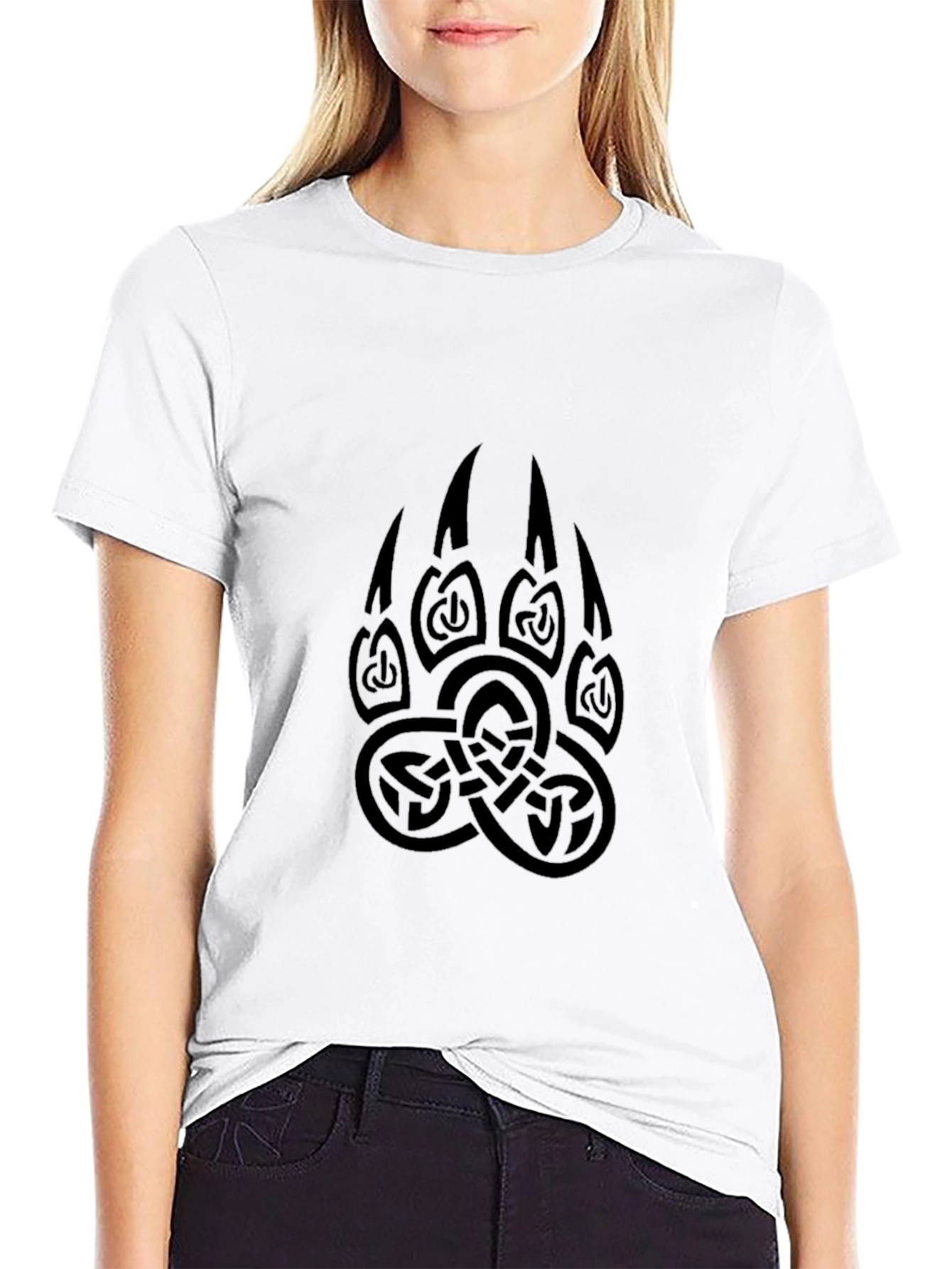 Black Black Bear Claw Celtic Knot T-Shirt view 9