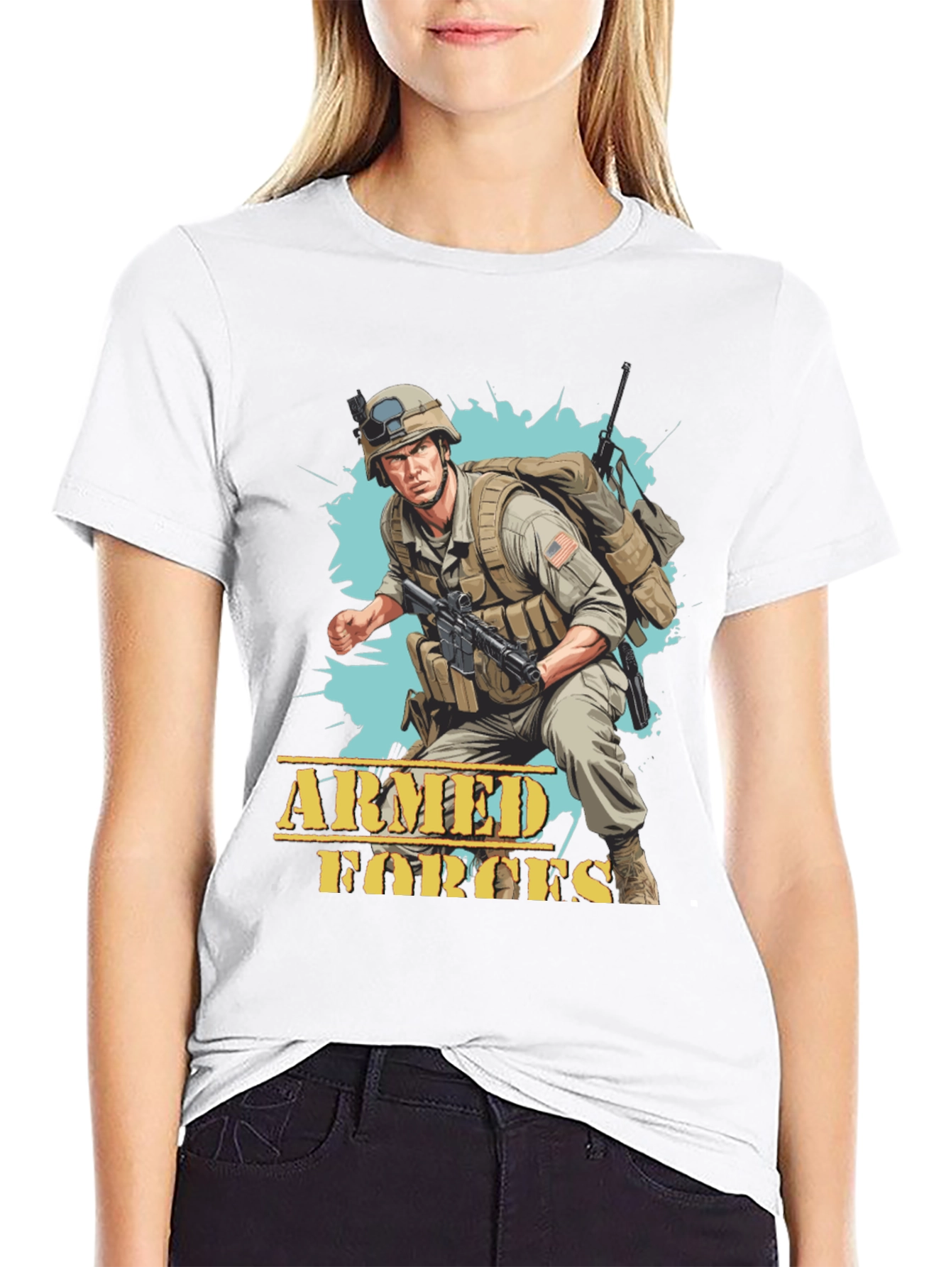 Black Armed Forces Graphic Tee view 9