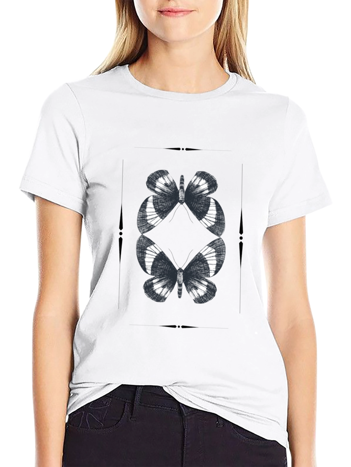 Black Butterfly Graphic Black T-Shirt view 9