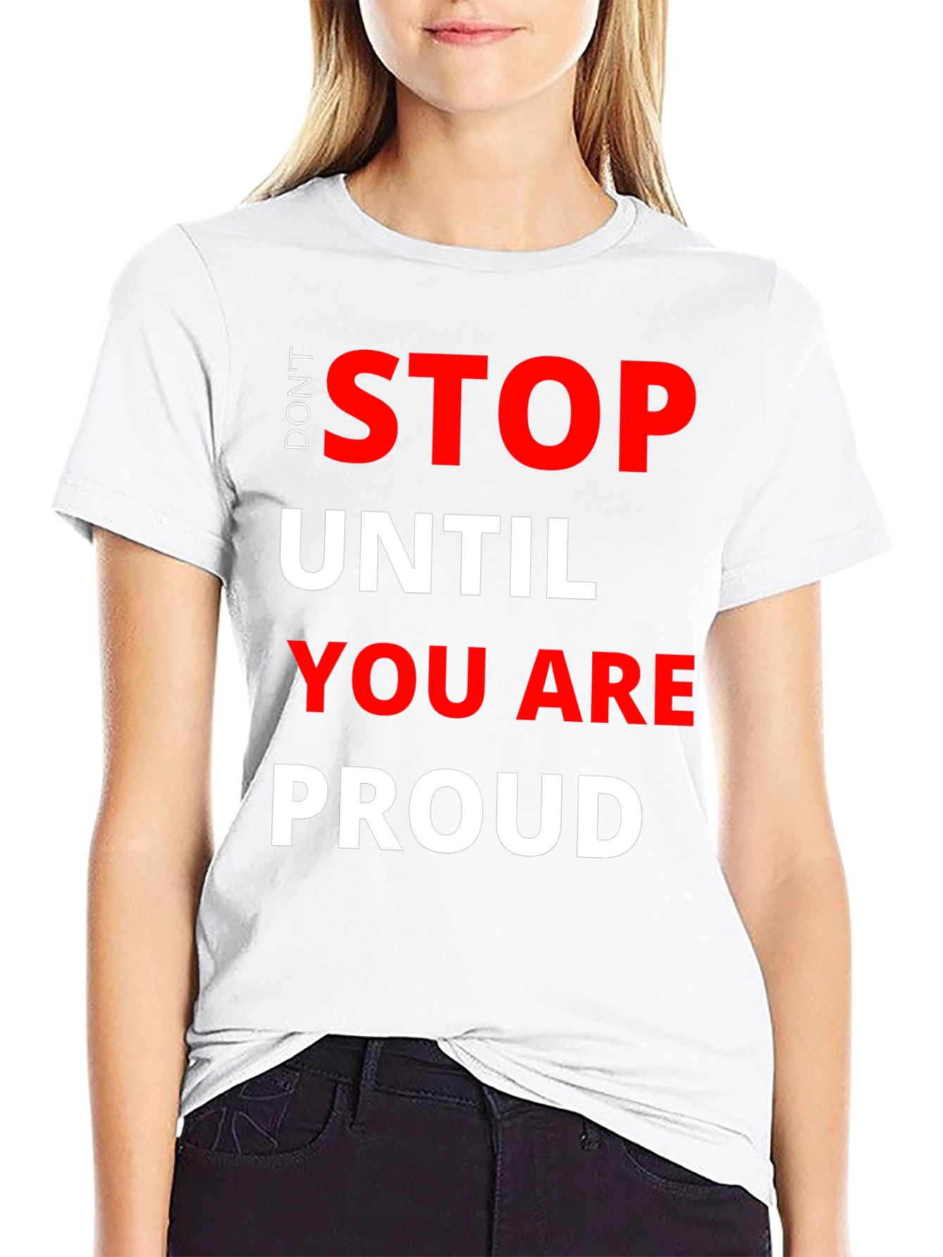 Black Don't Stop T-Shirt - Motivational Graphic Tee view 9