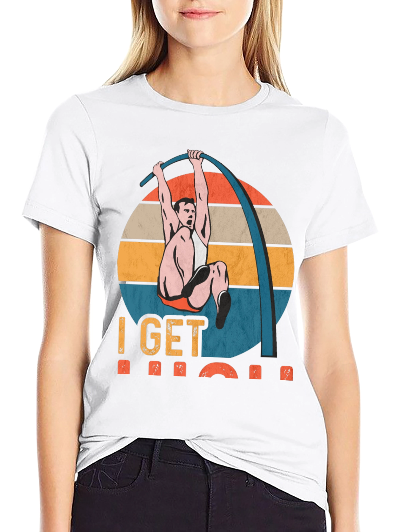 Black I Get High Pole Vault T-Shirt view 9