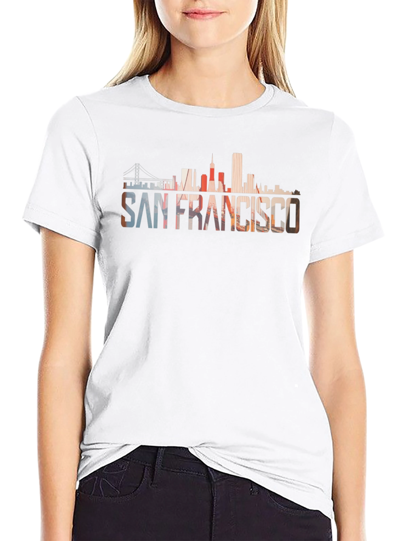 Black San Francisco Skyline Graphic Black T-Shirt view 9