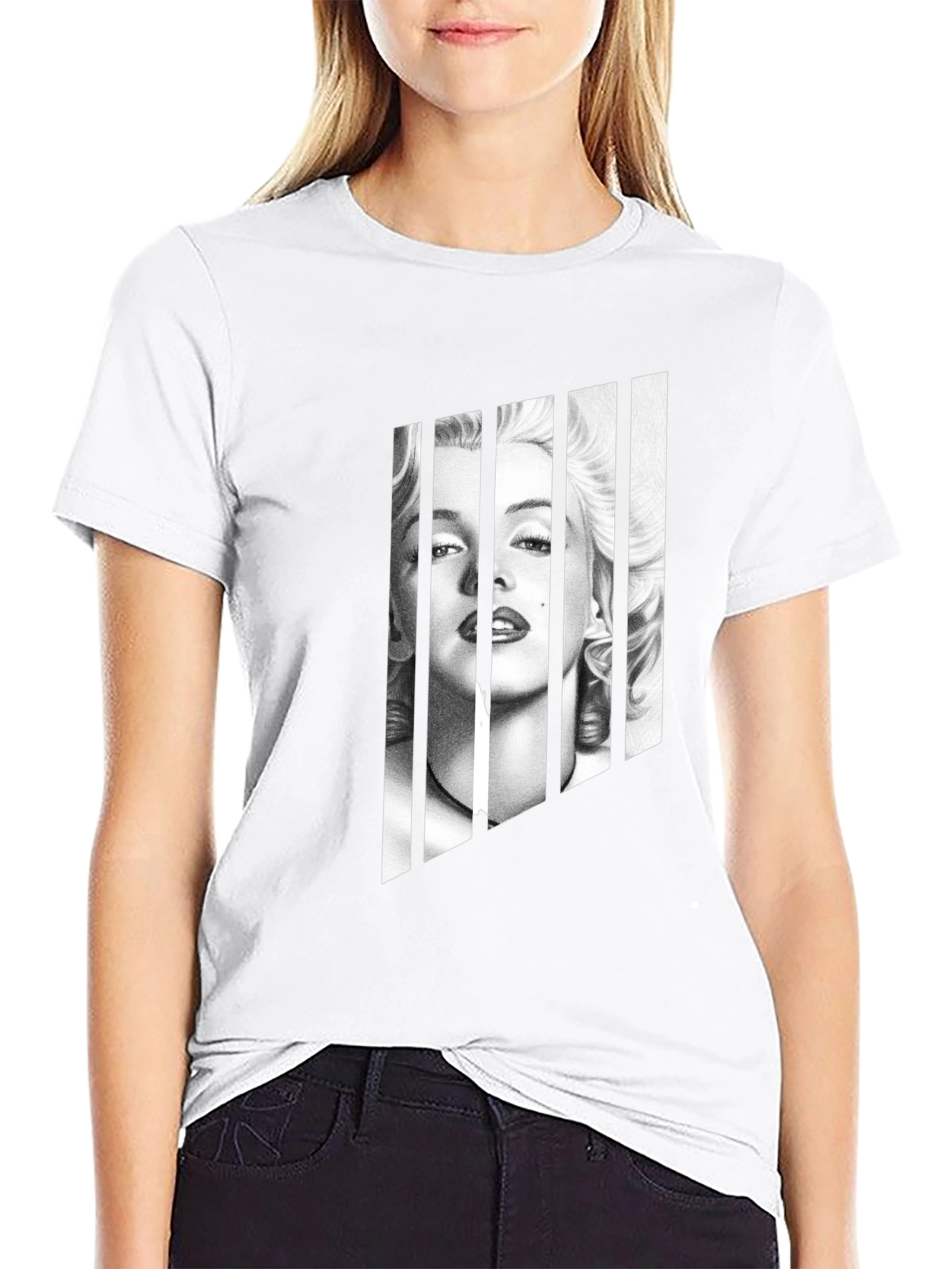 Black Marilyn Monroe Portrait Tee - Black Graphic T-Shirt view 9