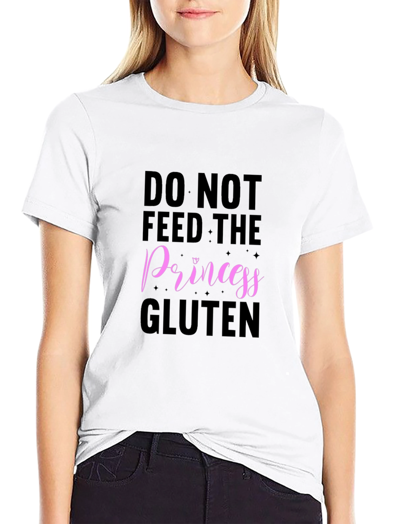 Black Do Not Feed the Princess Gluten T-Shirt view 9