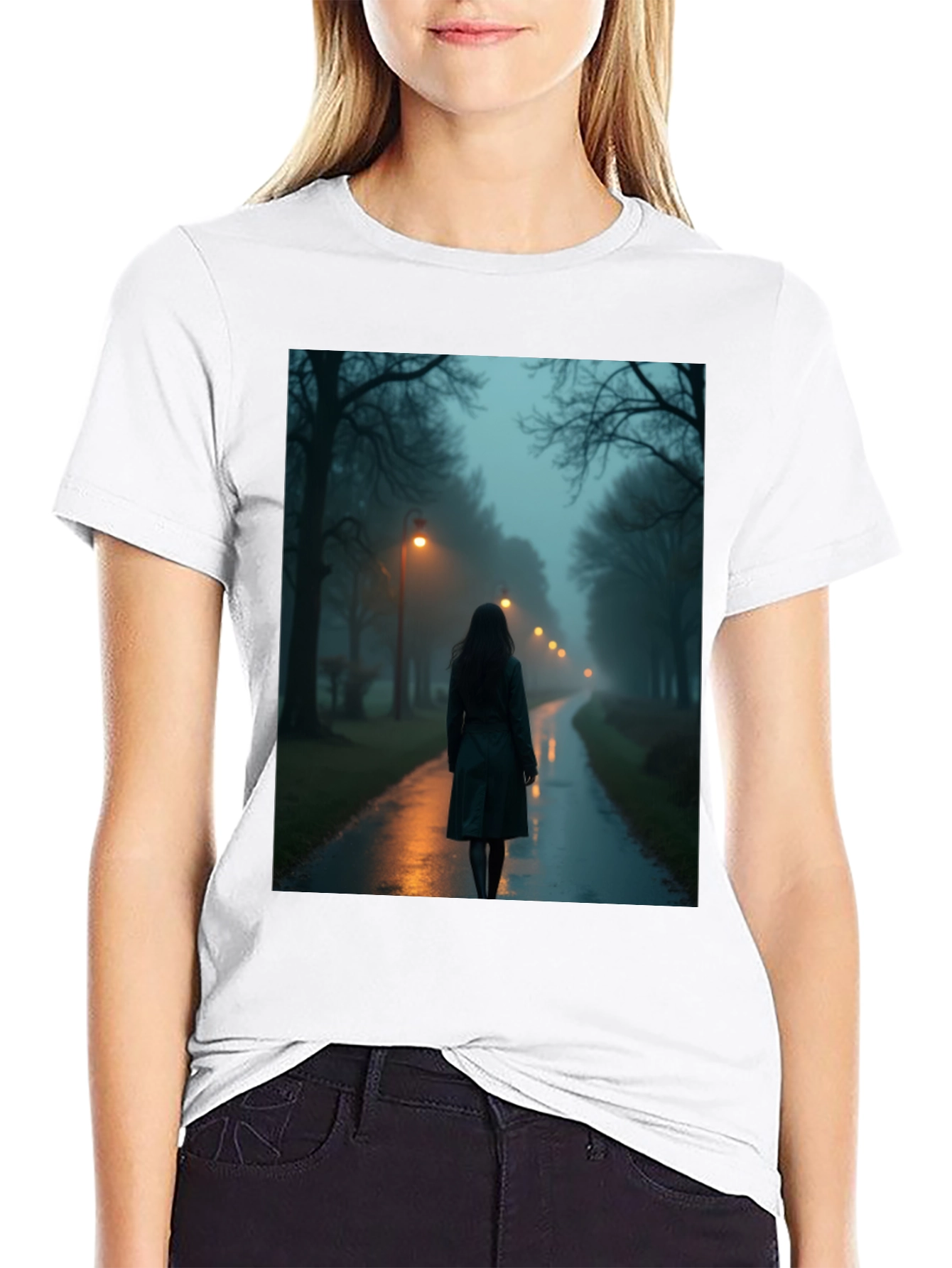 Black Mystic Walk T-Shirt - Dark & Atmospheric Design view 9
