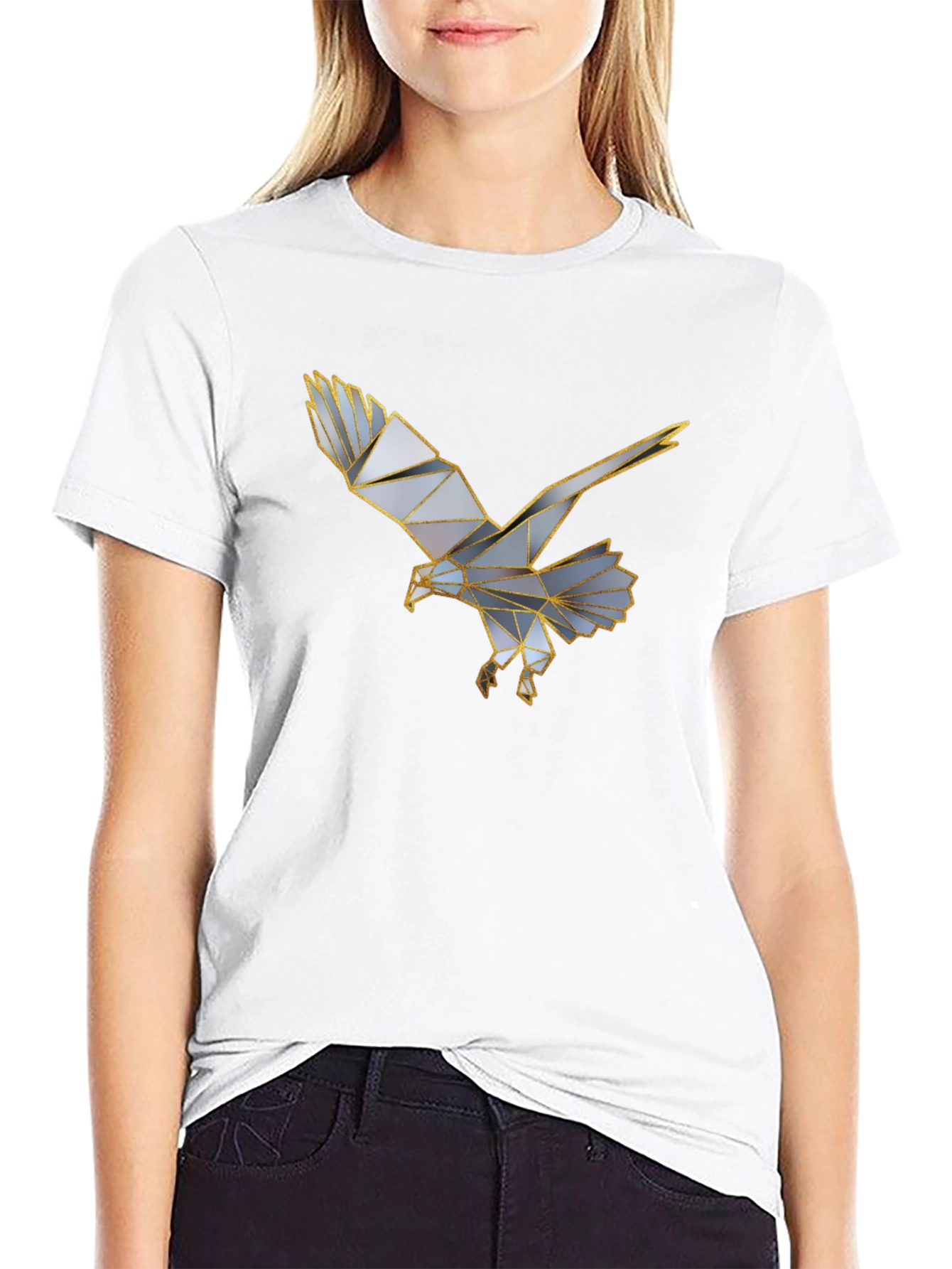 Black Geometric Eagle Graphic Black T-Shirt view 9