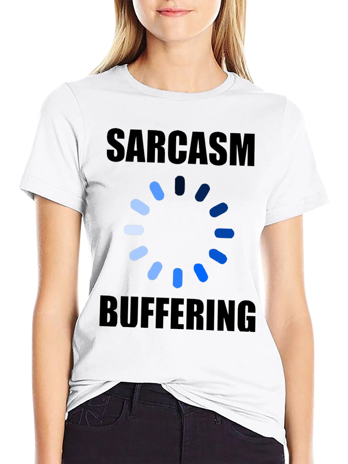 Black Sarcasm Buffering Graphic Tee - Humor T-Shirt view 9