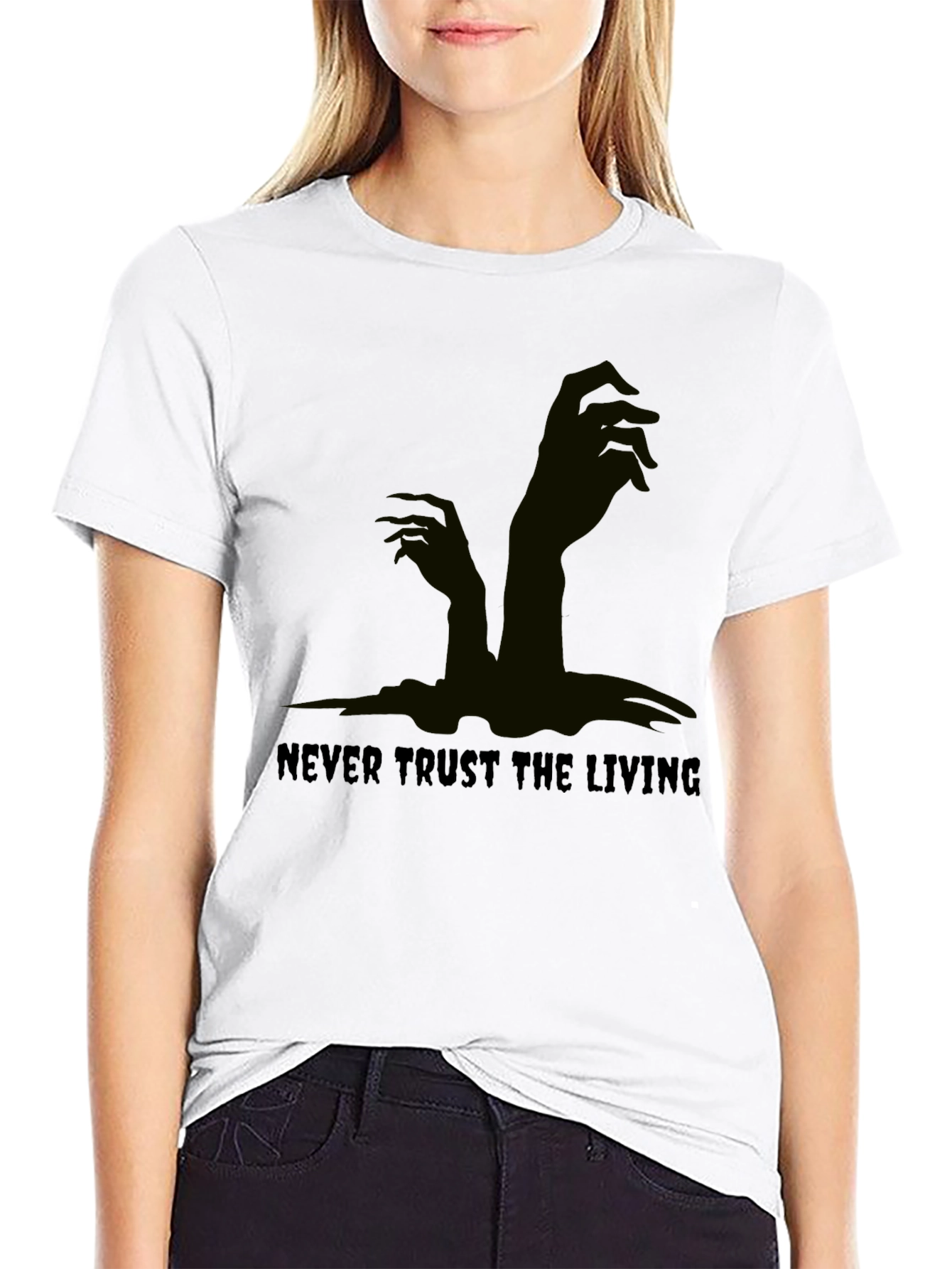 Black Never Trust the Living Black Graphic Tee view 9