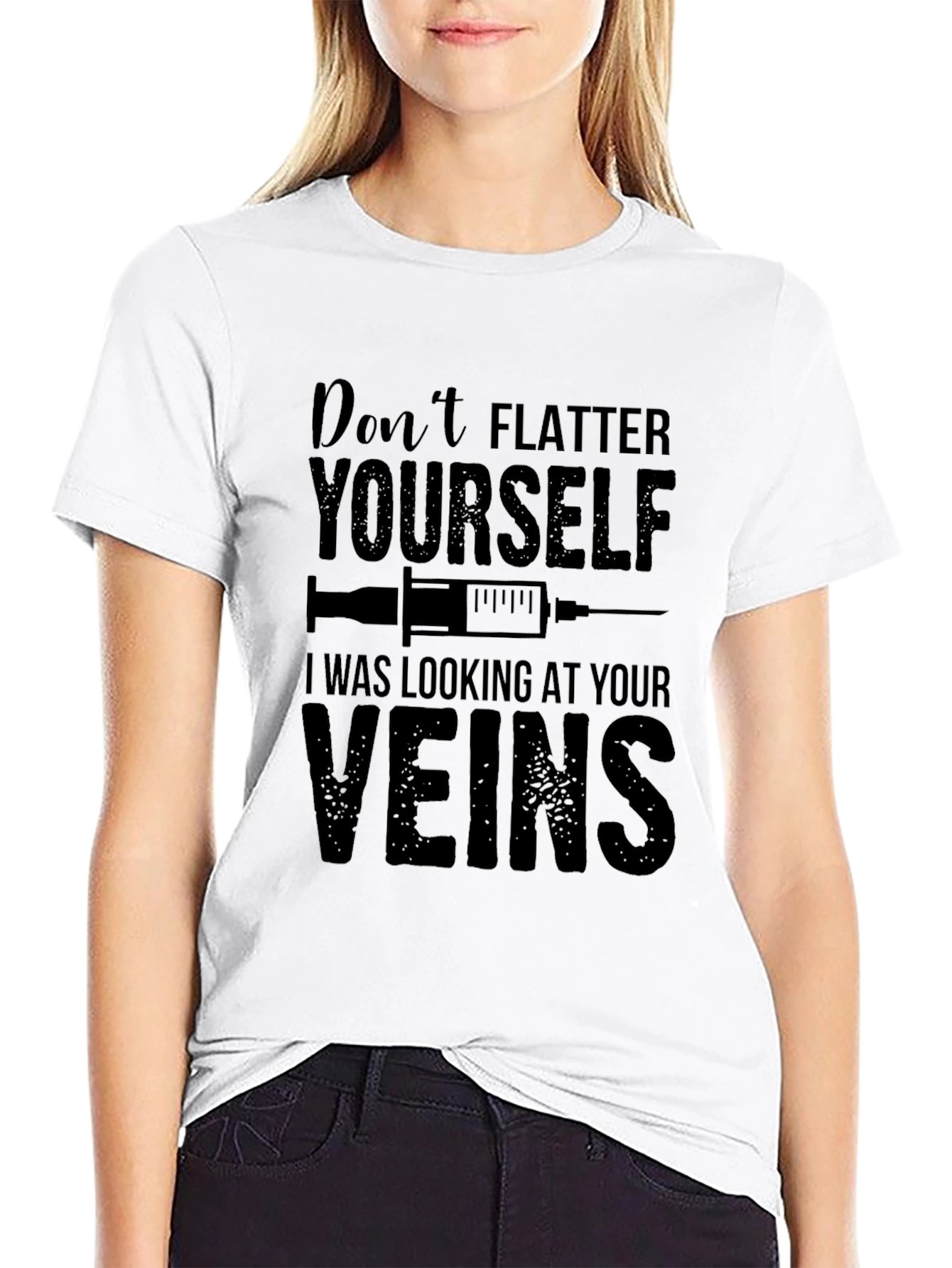 Black Don't Flatter Yourself - Funny Veins T-Shirt view 9