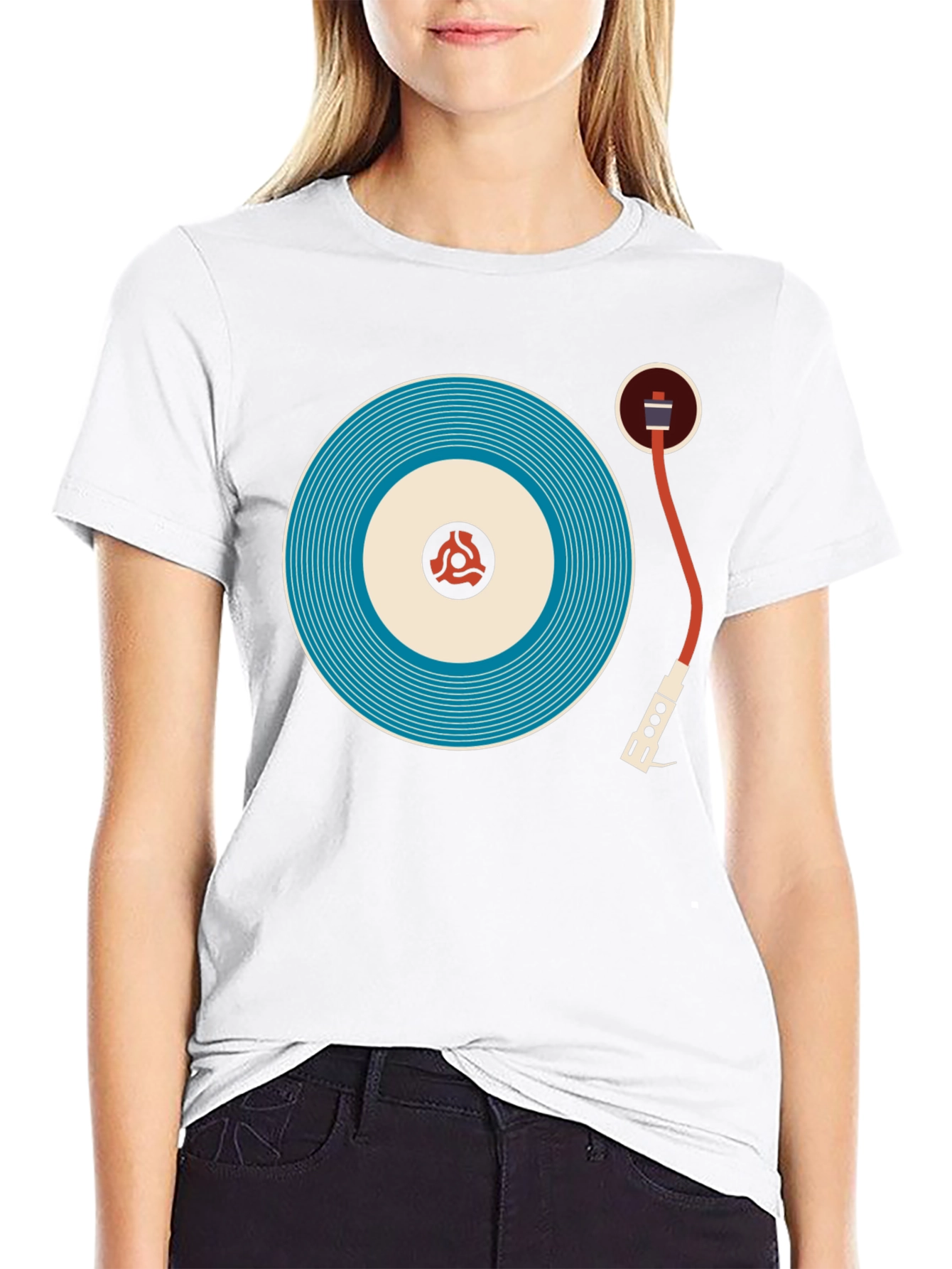 Black Retro Turntable Graphic Tee - Cool Music Lover Shirt view 9