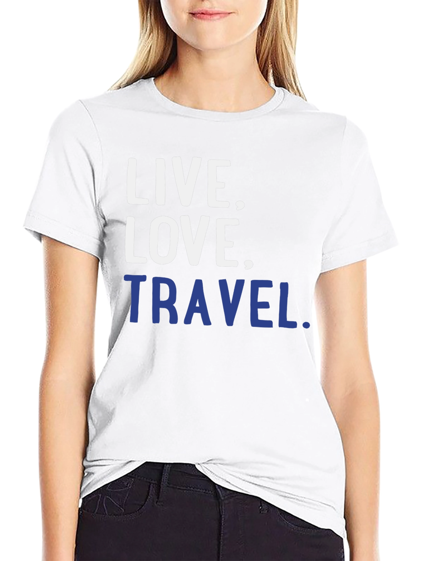 Black Live, Love, Travel Black Graphic T-Shirt view 9