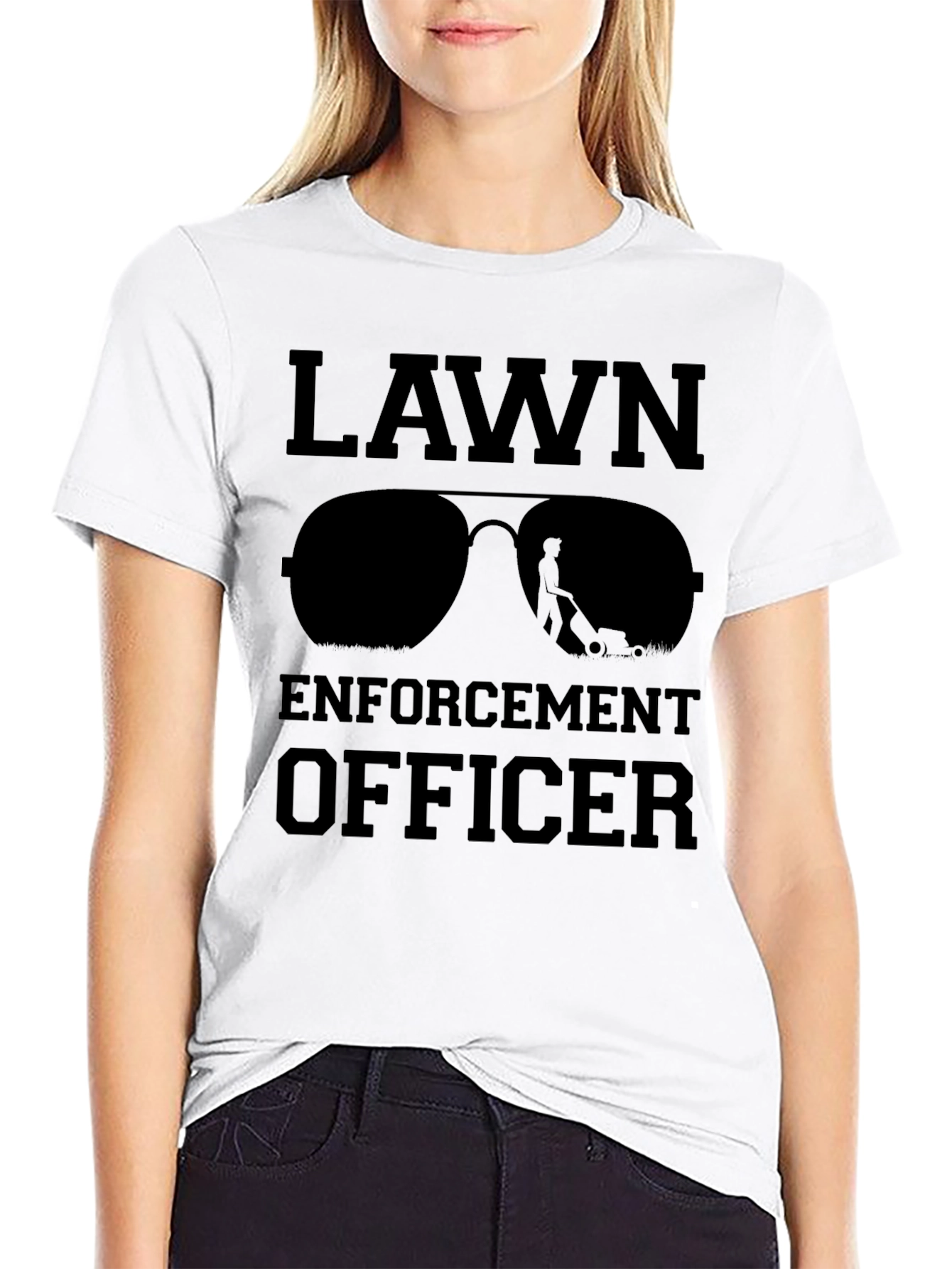 Black Lawn Enforcement Officer Graphic Tee view 9