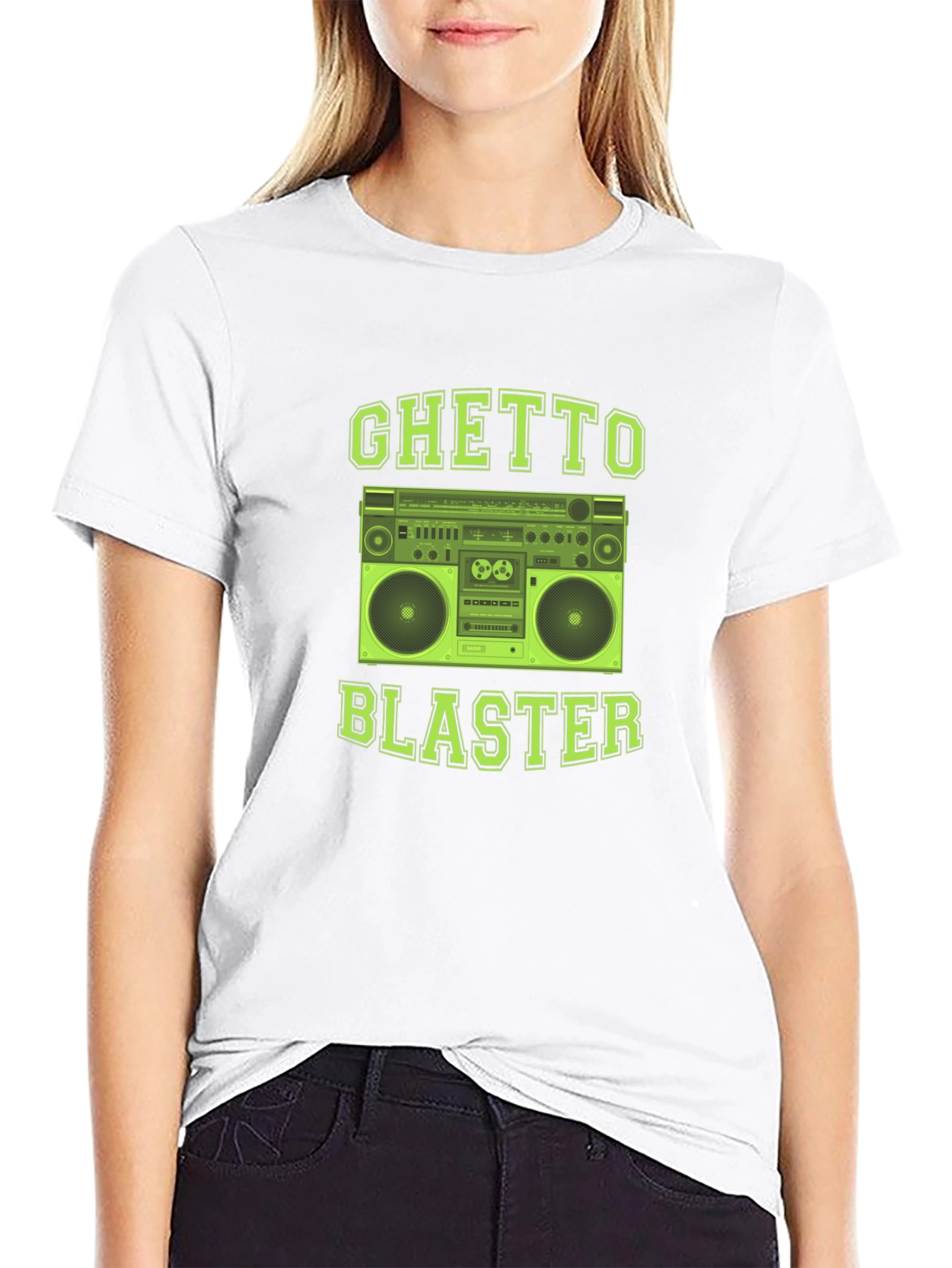 Black Ghetto Blaster Graphic Tee - Retro Boombox T-Shirt view 9