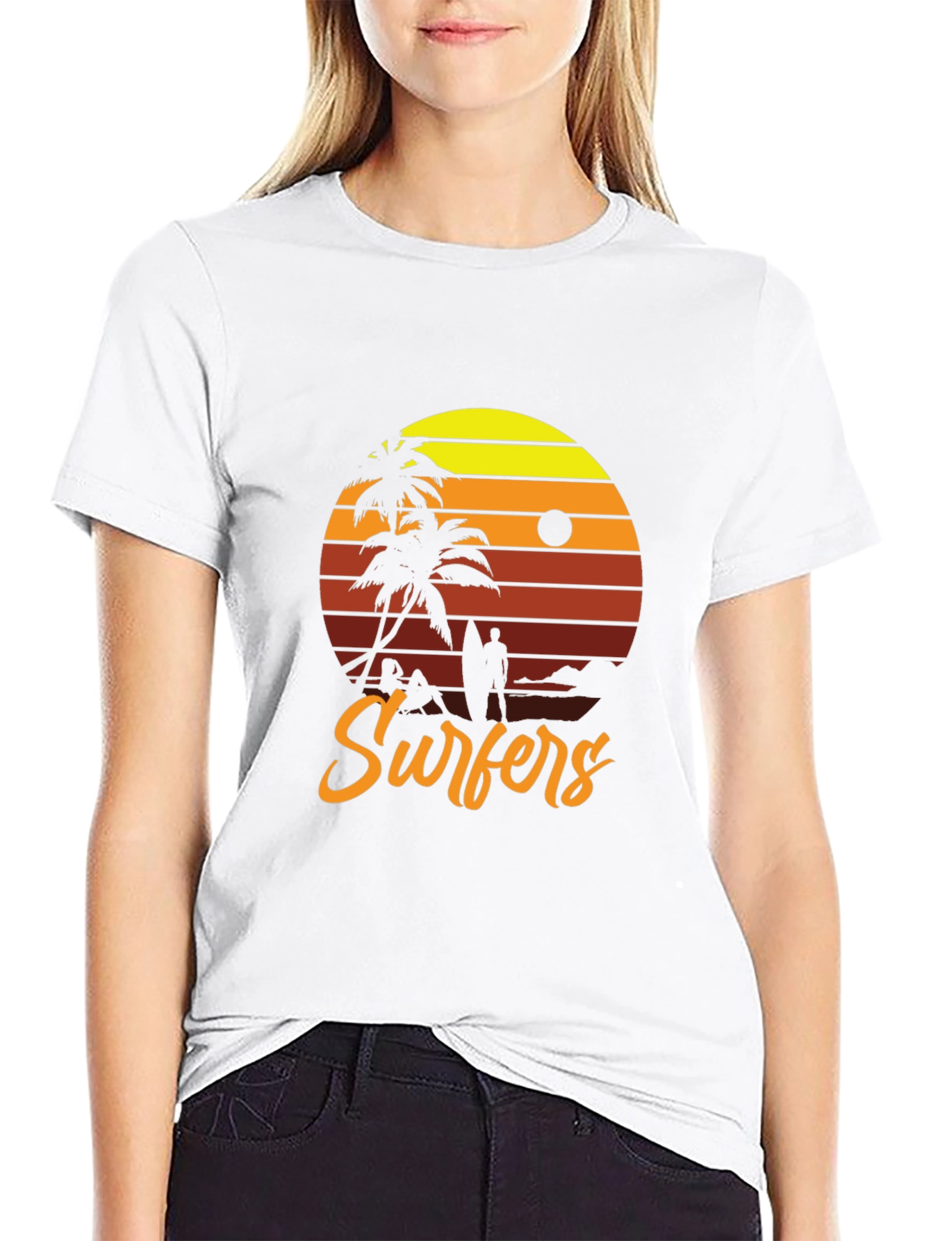 Black Retro Surfers Sunset T-Shirt view 9