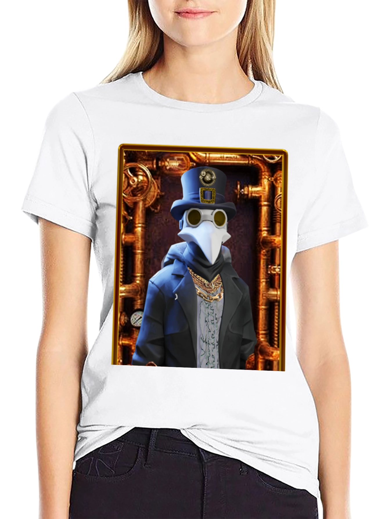 Black Steampunk Plague Doctor Graphic T-Shirt - Unique Design view 9