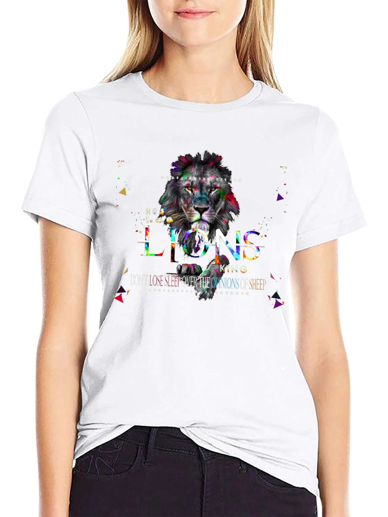 Black Lion King Graphic Print Black T-Shirt view 9