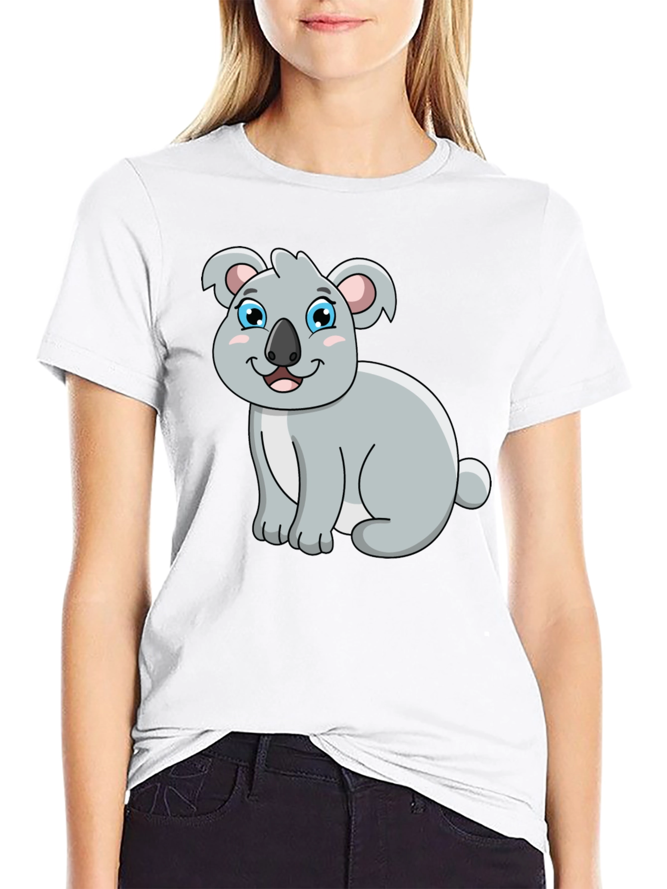 Black Cute Koala Bear Graphic Tee - Black Unisex T-Shirt view 9