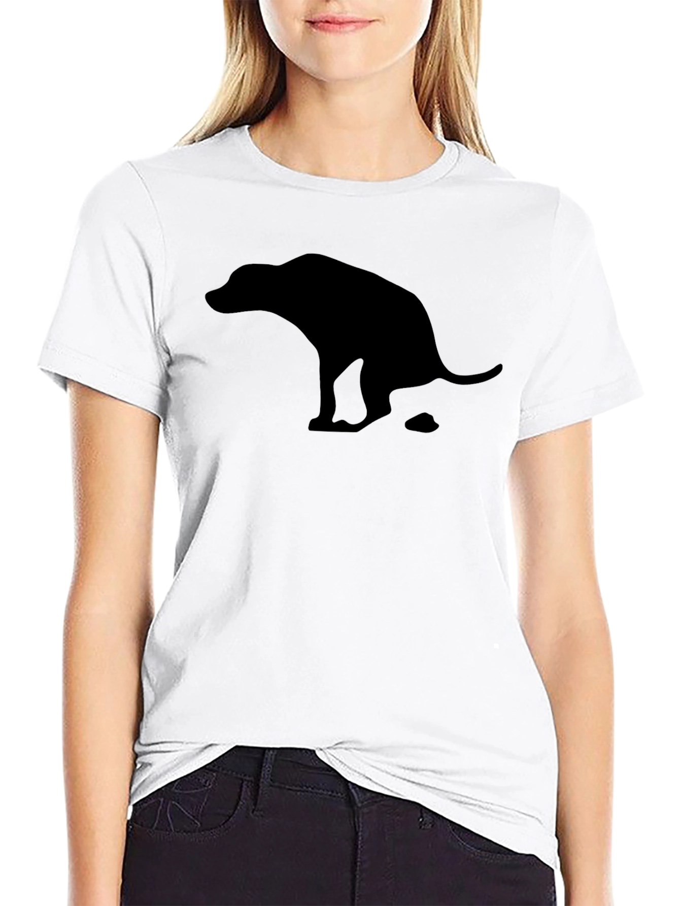 Black Funny Pooping Dog Graphic T-Shirt view 9