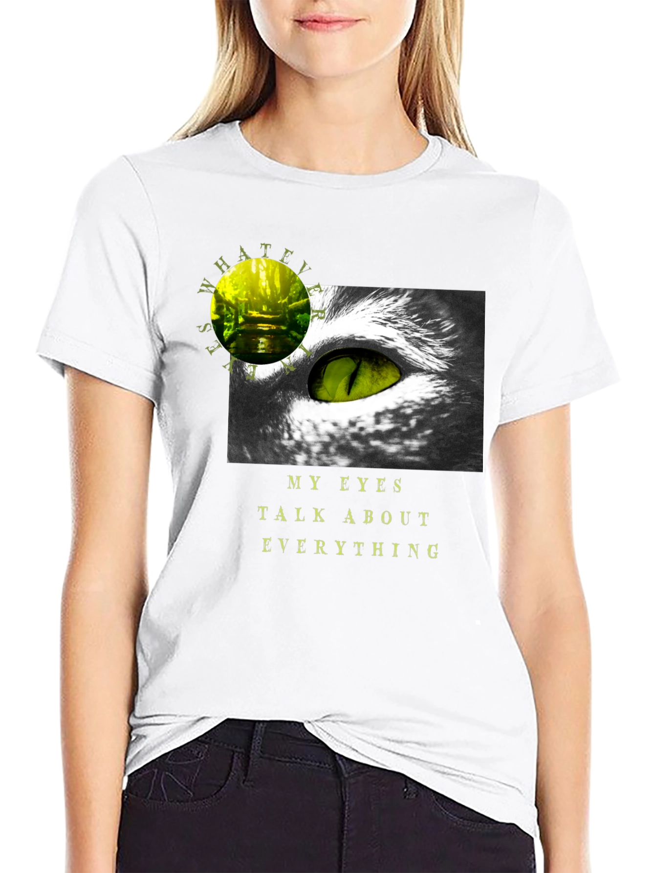 Black Expressive Eye Graphic Tee view 9