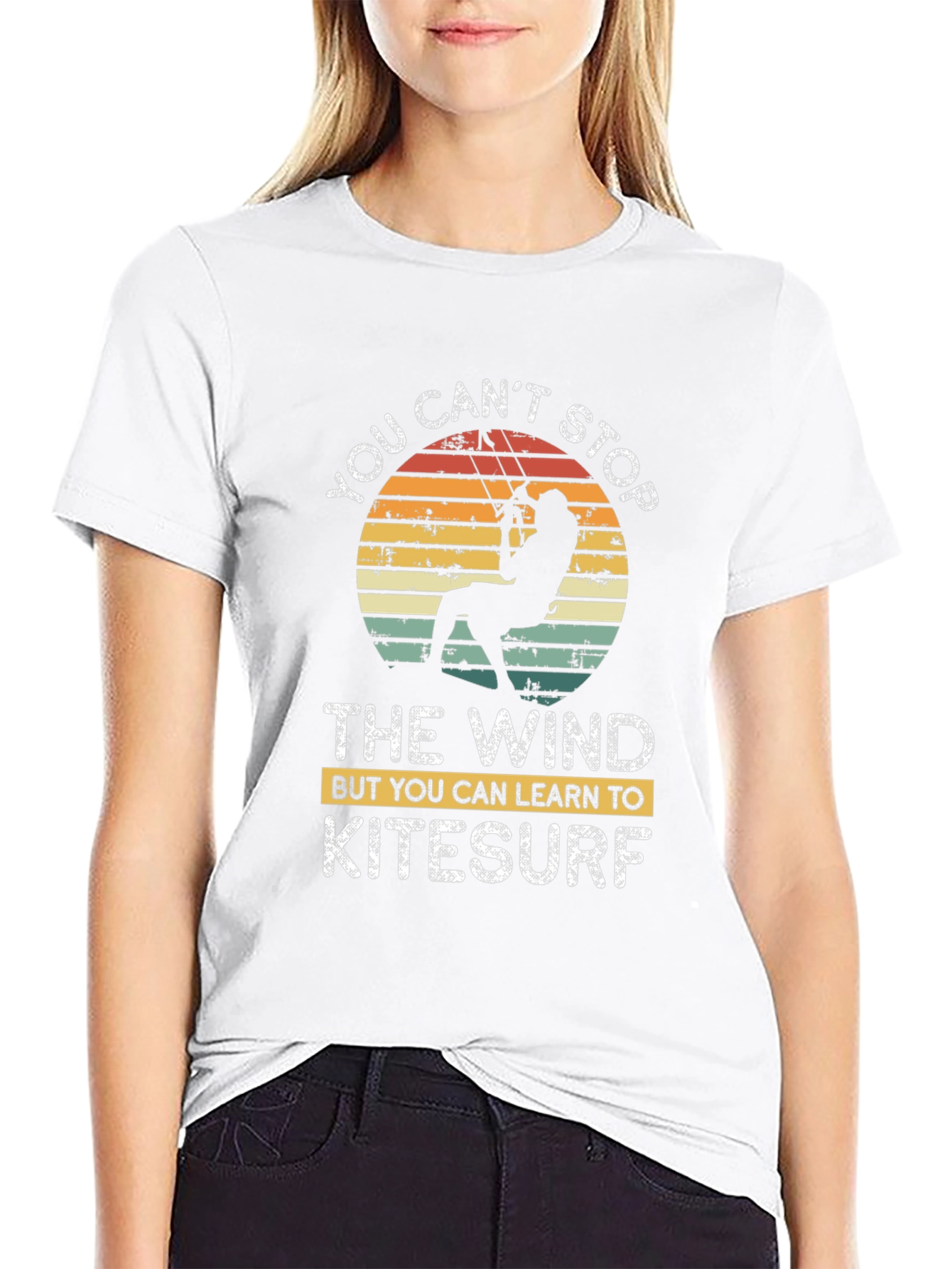 Black Kitesurf T-Shirt - You Can't Stop The Wind - Unisex view 9