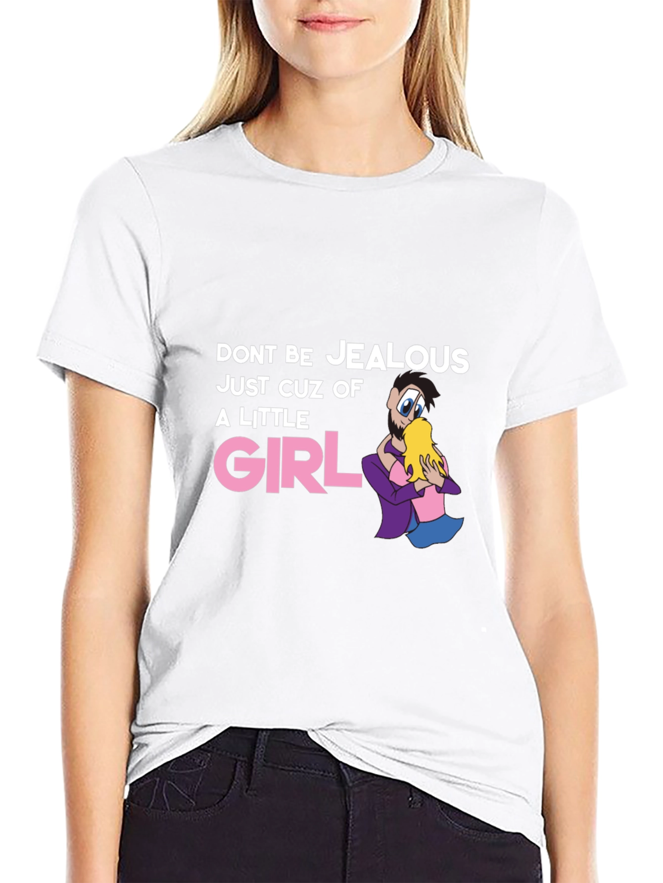 Black Funny Graphic T-Shirt - Don't Be Jealous Little Girl view 9