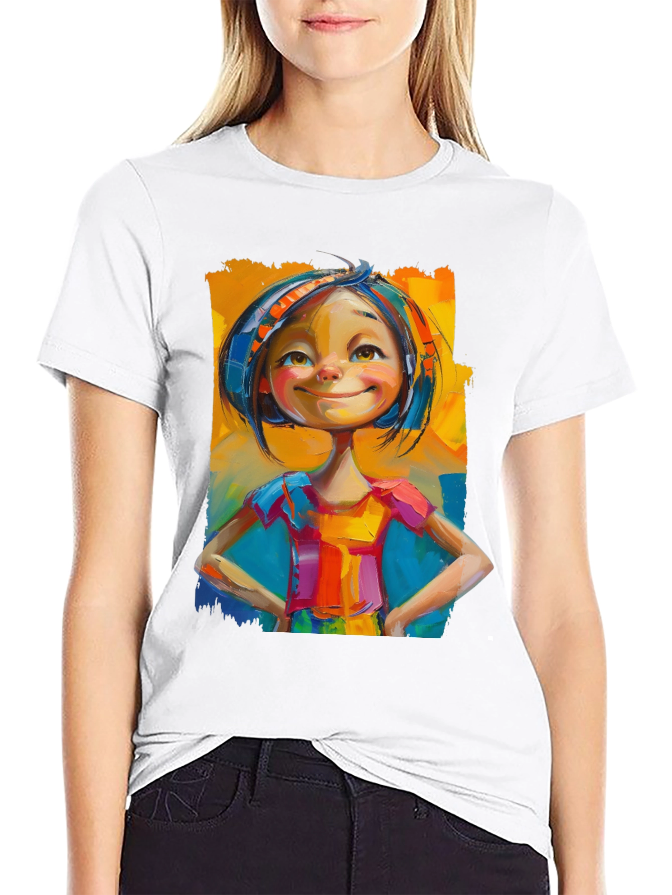 Black Whimsical Girl Art Black T-Shirt view 9