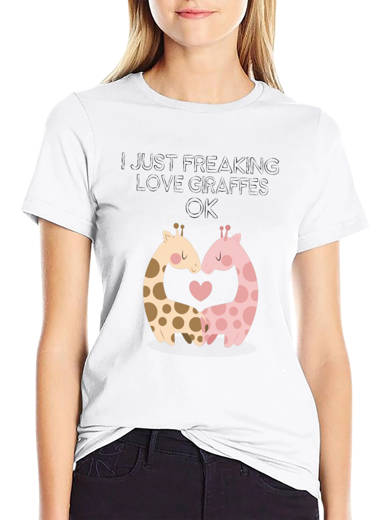 Black I Love Giraffes Graphic T-Shirt view 9