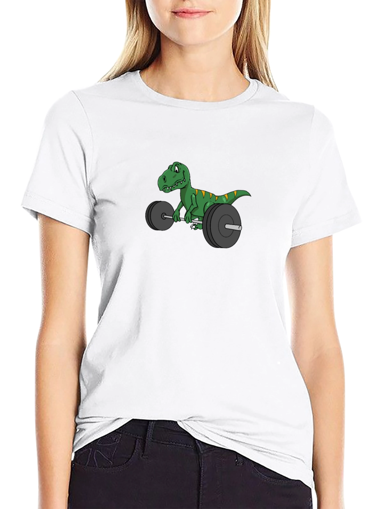 Black Dino Weightlifter T-Shirt - Funny Gym Tee view 9