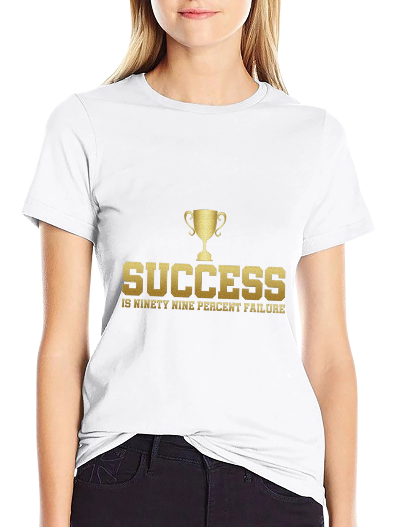 Black Success Quote Graphic Tee - Black Cotton Blend view 9