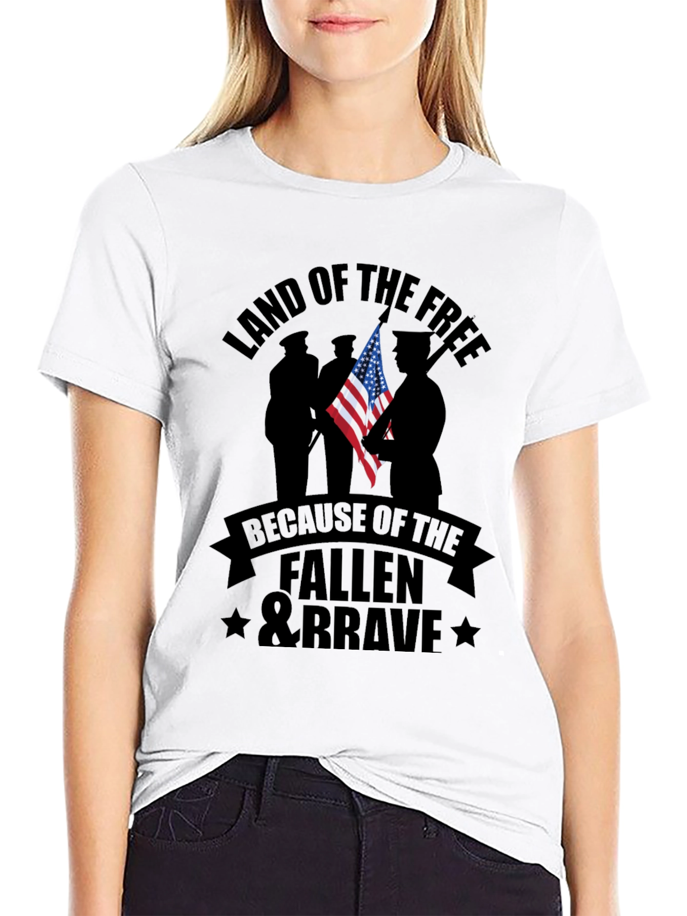 Black Land of the Free Fallen & Brave Graphic Tee view 9