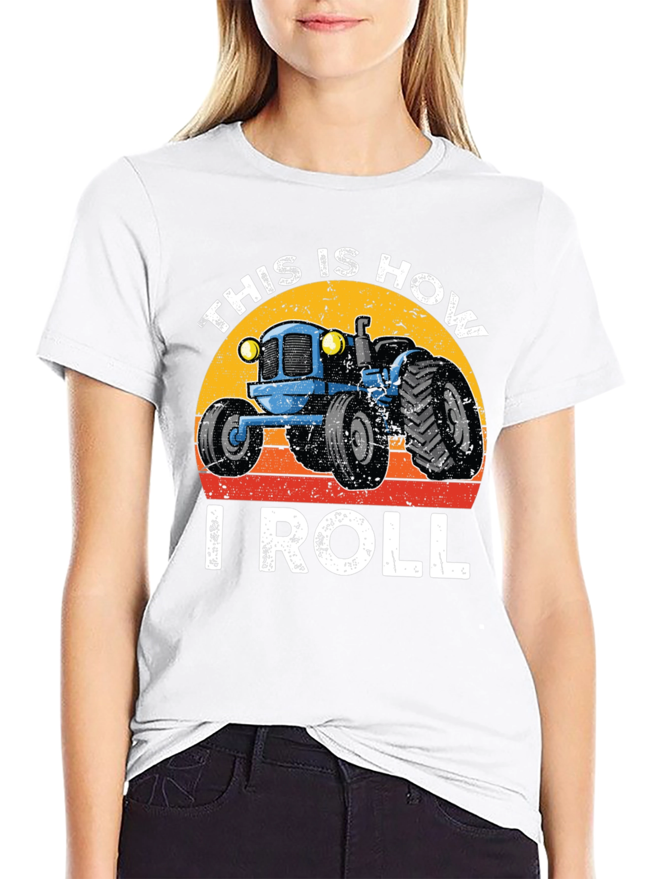 Black This is How I Roll Tractor Graphic Tee view 9