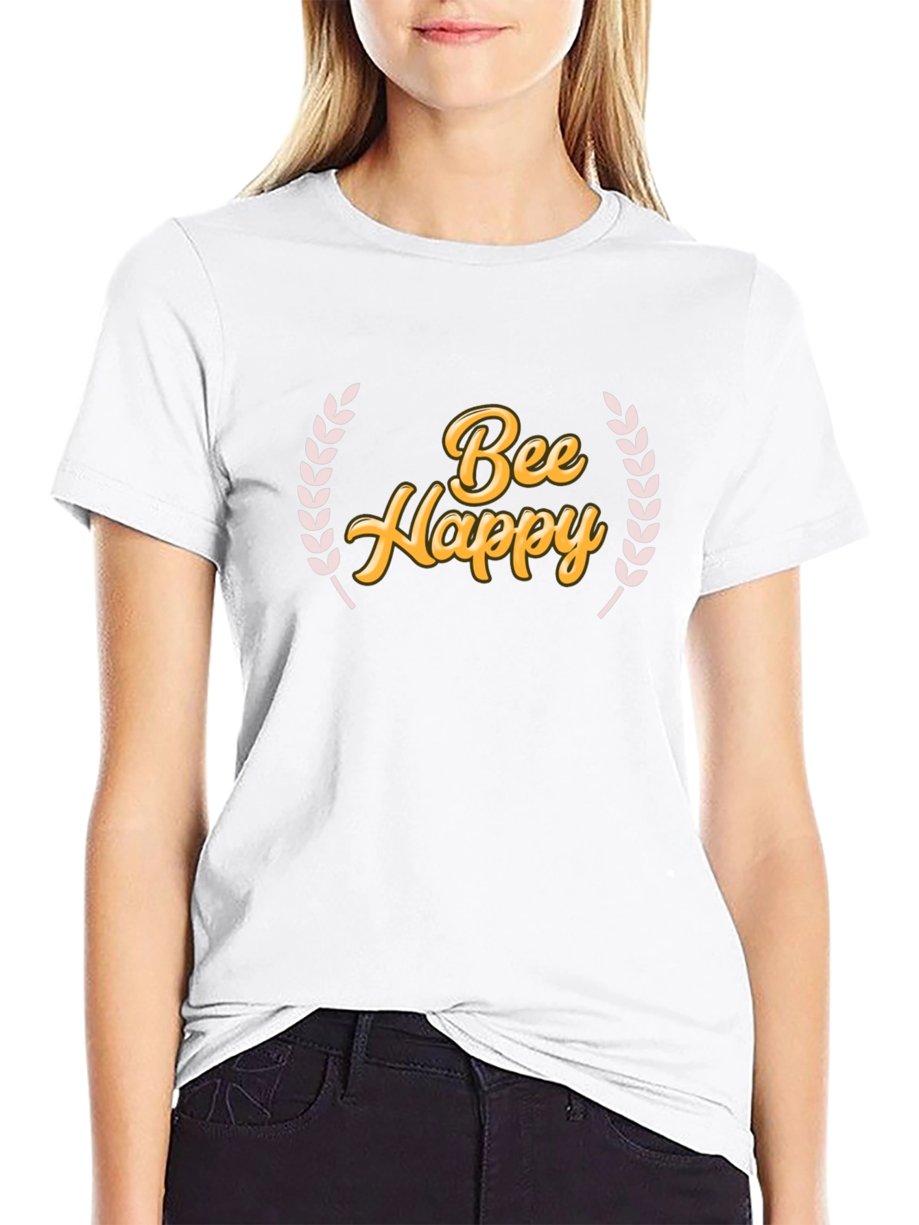 Black Bee Happy Graphic T-Shirt - Black view 9