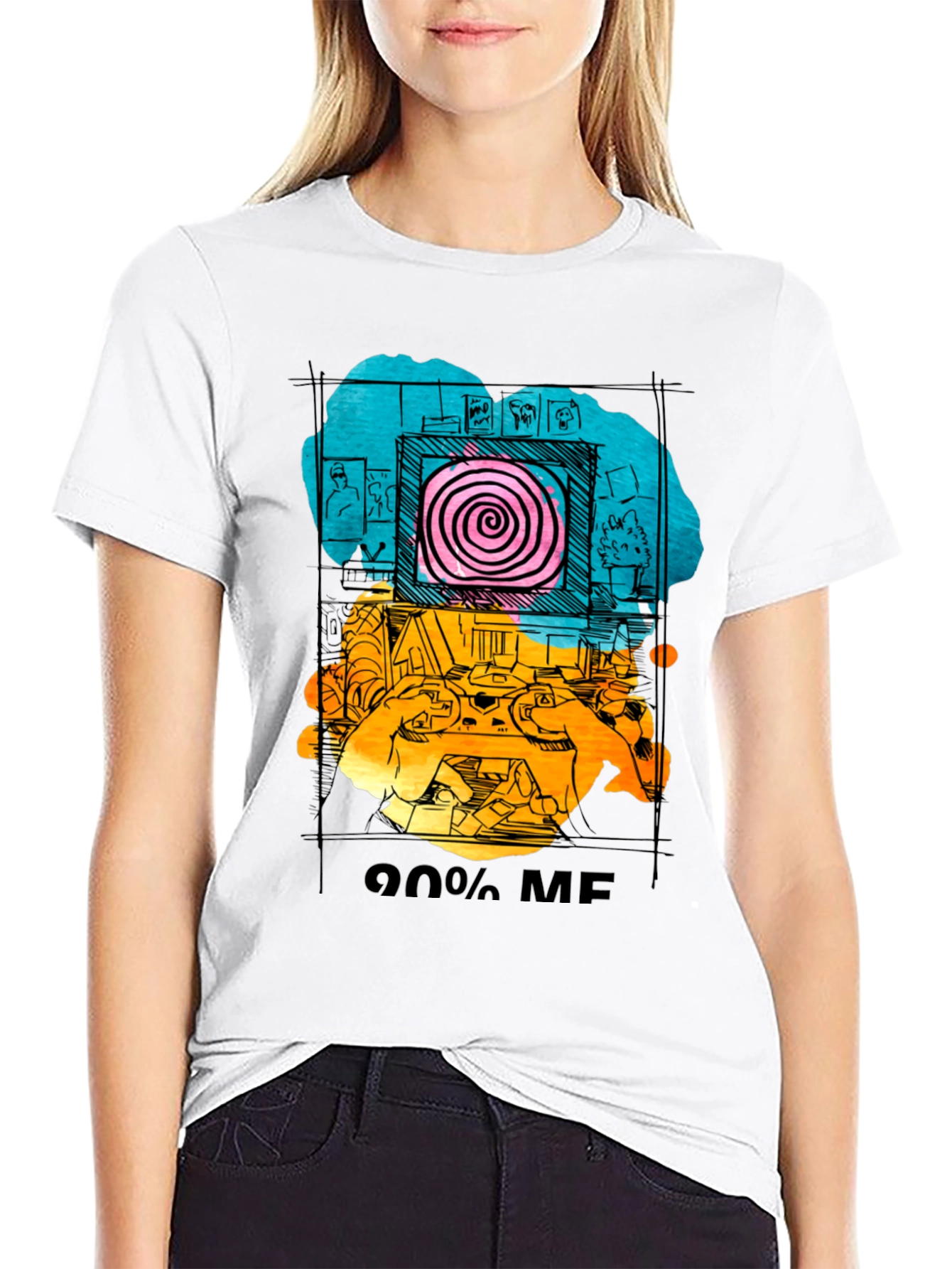 Black 90% Me Graphic T-Shirt - Quirky Artistic Tee view 9