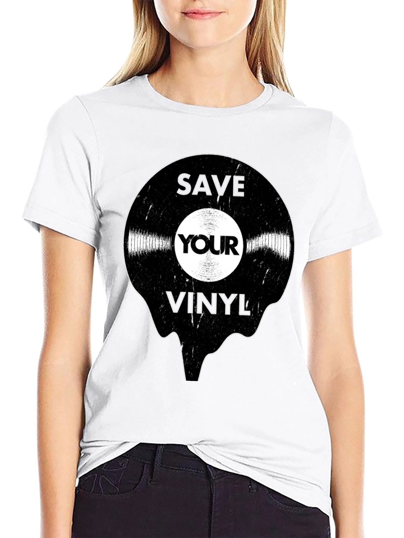 Black Save Your Vinyl Record Graphic T-Shirt - Retro Music Lover Tee view 9