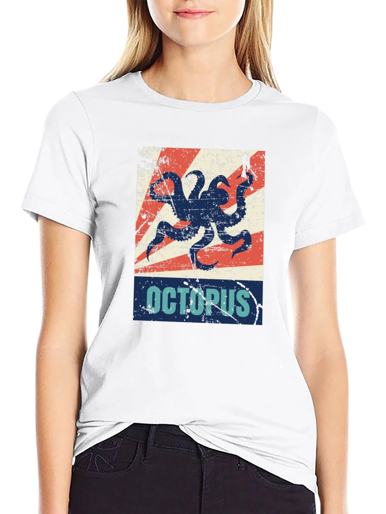 Black Distressed Octopus Graphic T-Shirt - Men's Black Tee view 9