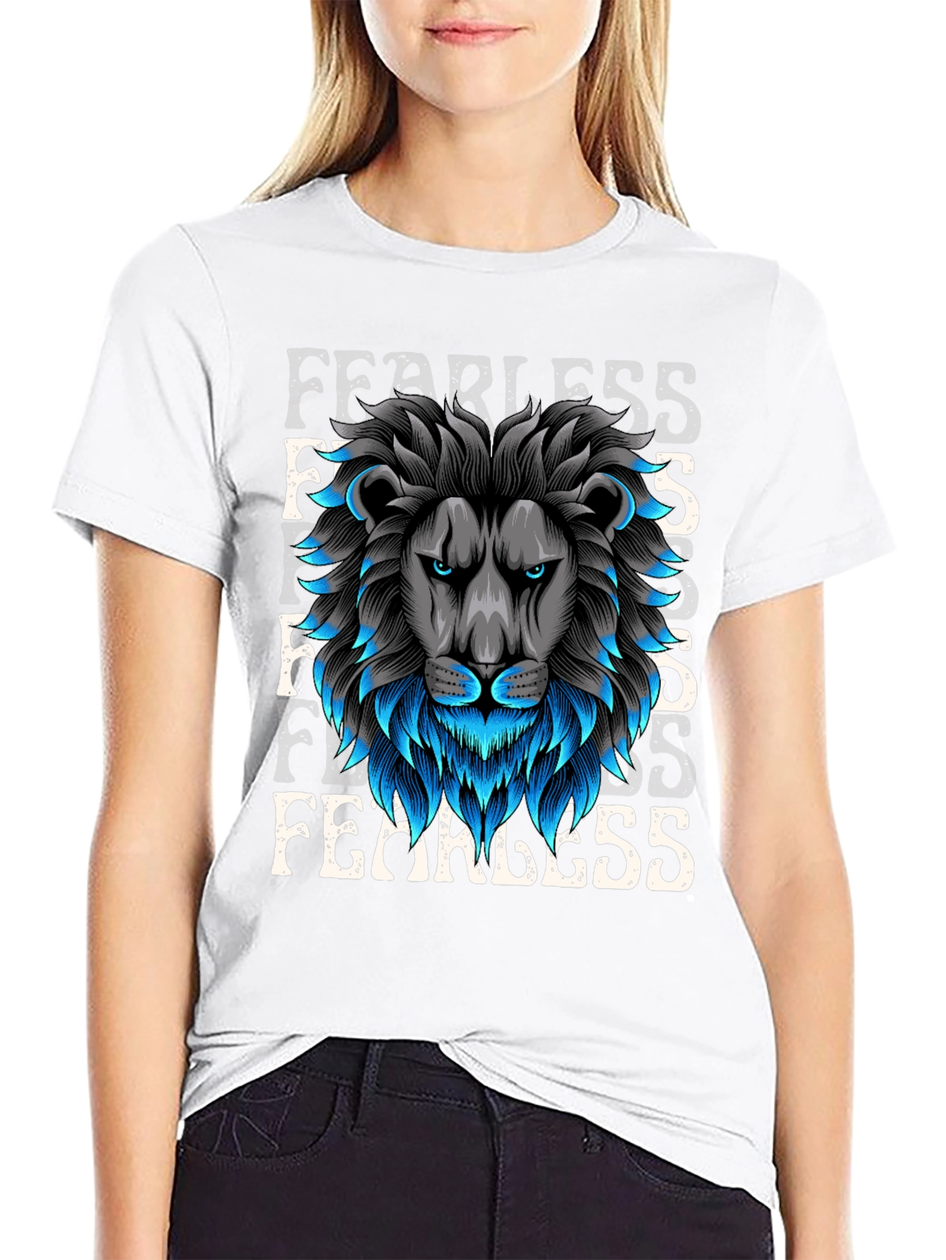 Black Fearless Lion Graphic Tee - Bold Style view 9