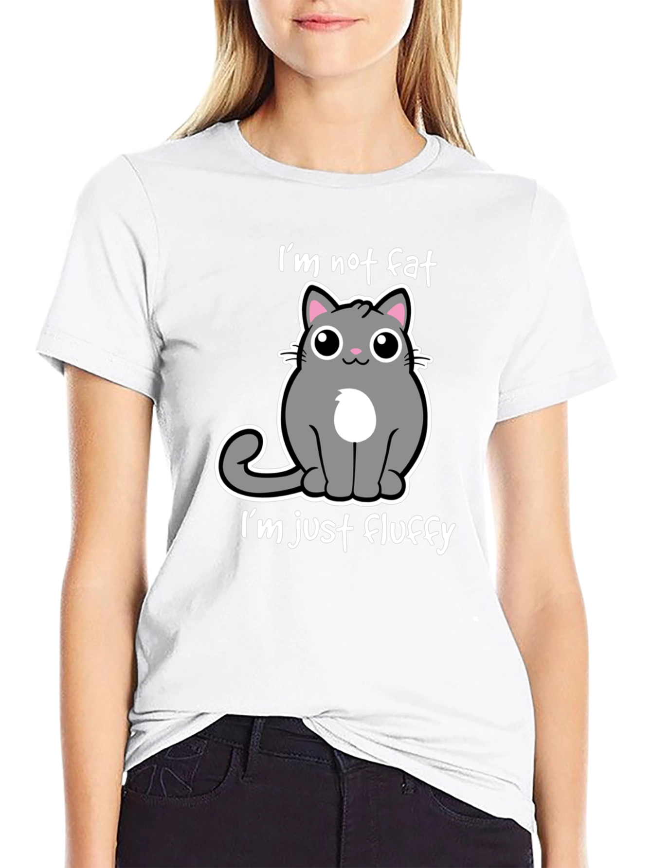 Black I'm Not Fat, I'm Just Fluffy - Cat T-Shirt view 9