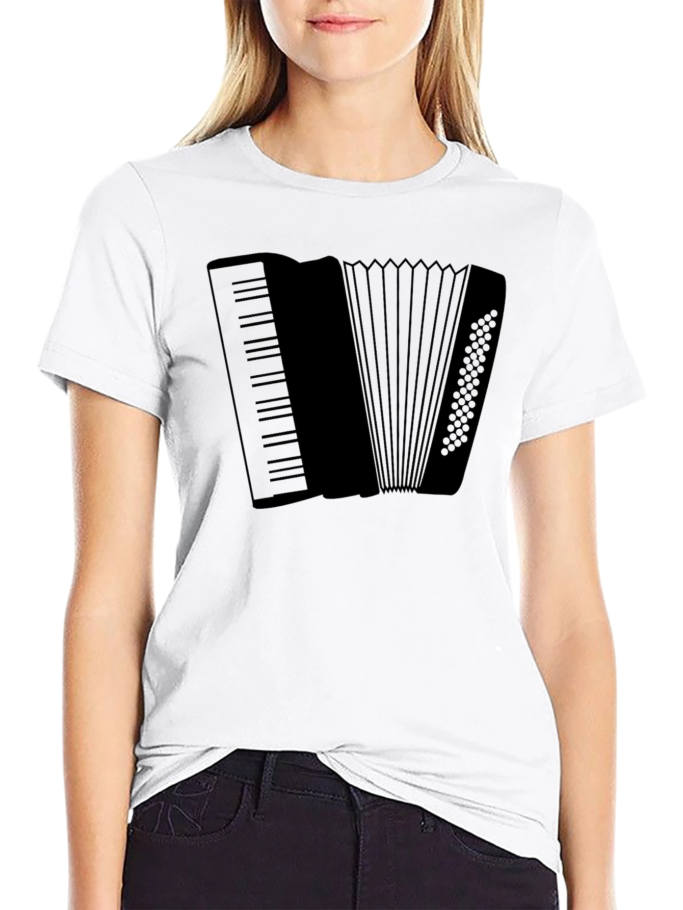 Black Accordion Graphic Tee - Stylish Musical Instrument Shirt view 9
