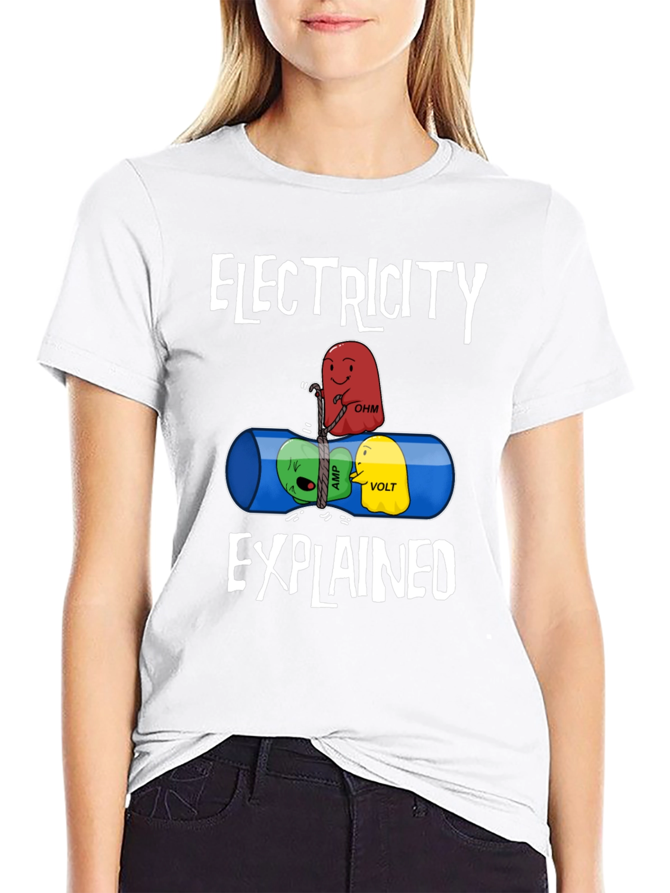 Black Electricity Explained Graphic T-Shirt view 9
