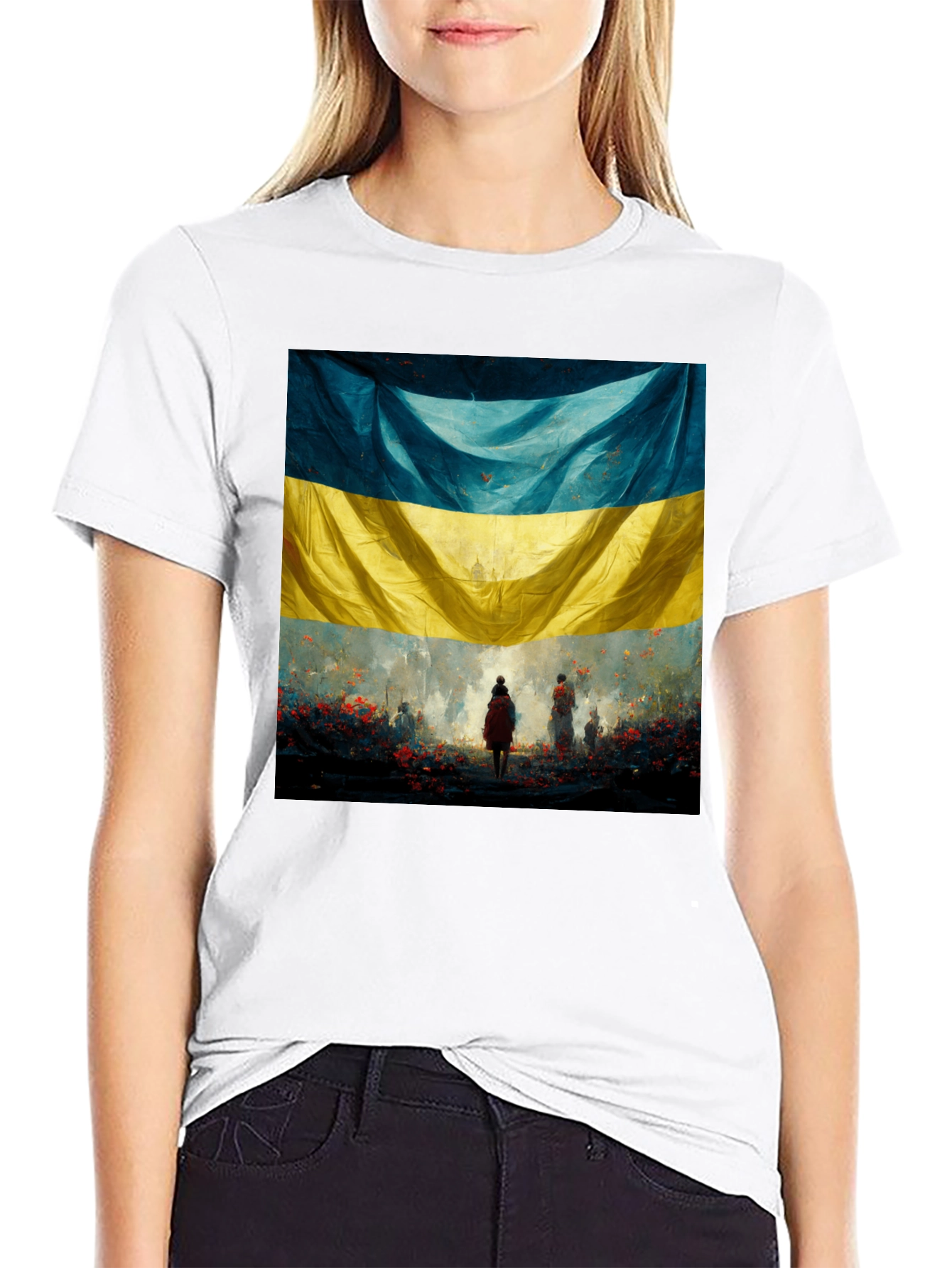 Black Ukraine Flag Art Graphic T-Shirt view 9