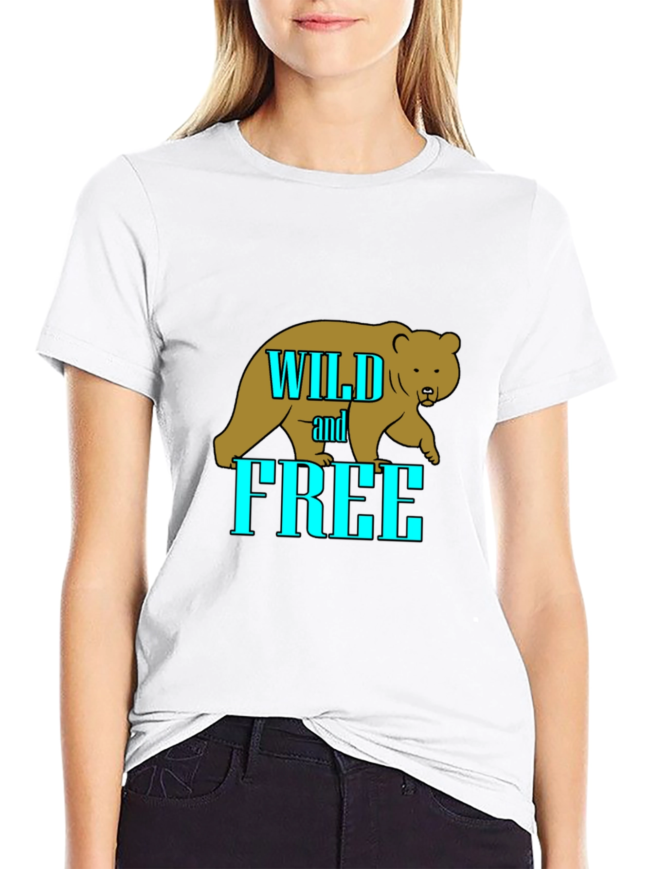 Black Wild and Free Bear Graphic T-Shirt - Black view 9