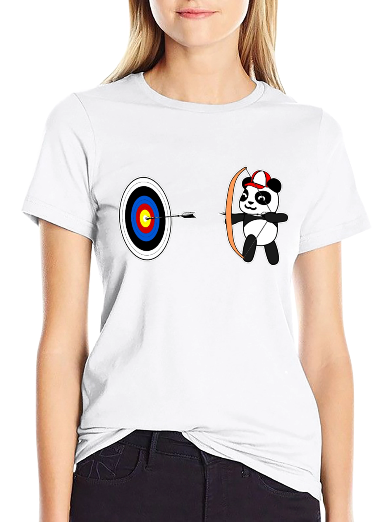 Black Archery Panda Graphic Tee - Black Cotton T-Shirt view 9