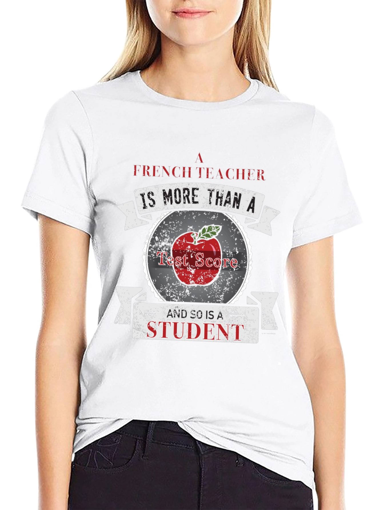 Black French Teacher T-Shirt - More Than A Test Score view 9