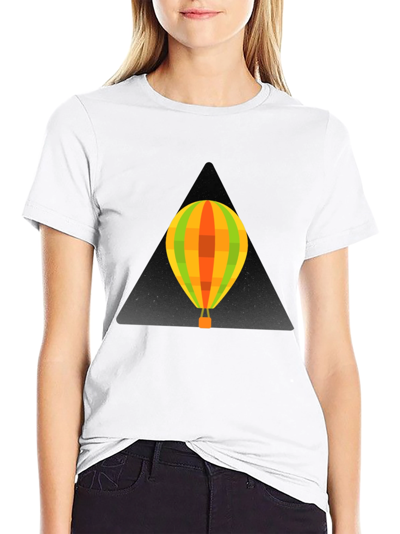 Black Stylish Black T-Shirt with Hot Air Balloon Design view 9