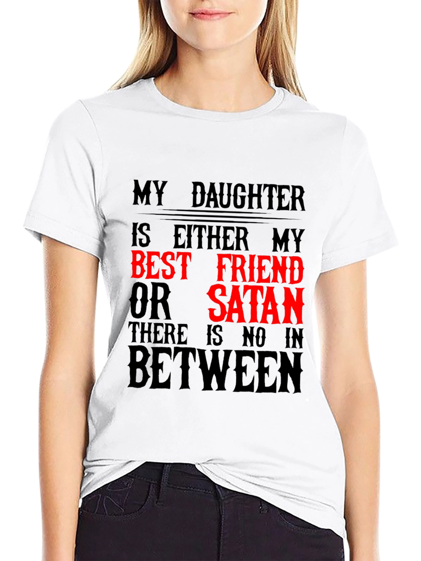 Black My Daughter Best Friend or Satan Graphic T-Shirt view 9