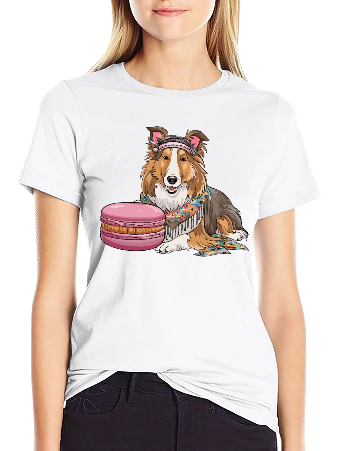 Dog with Macaron T-Shirt - 9