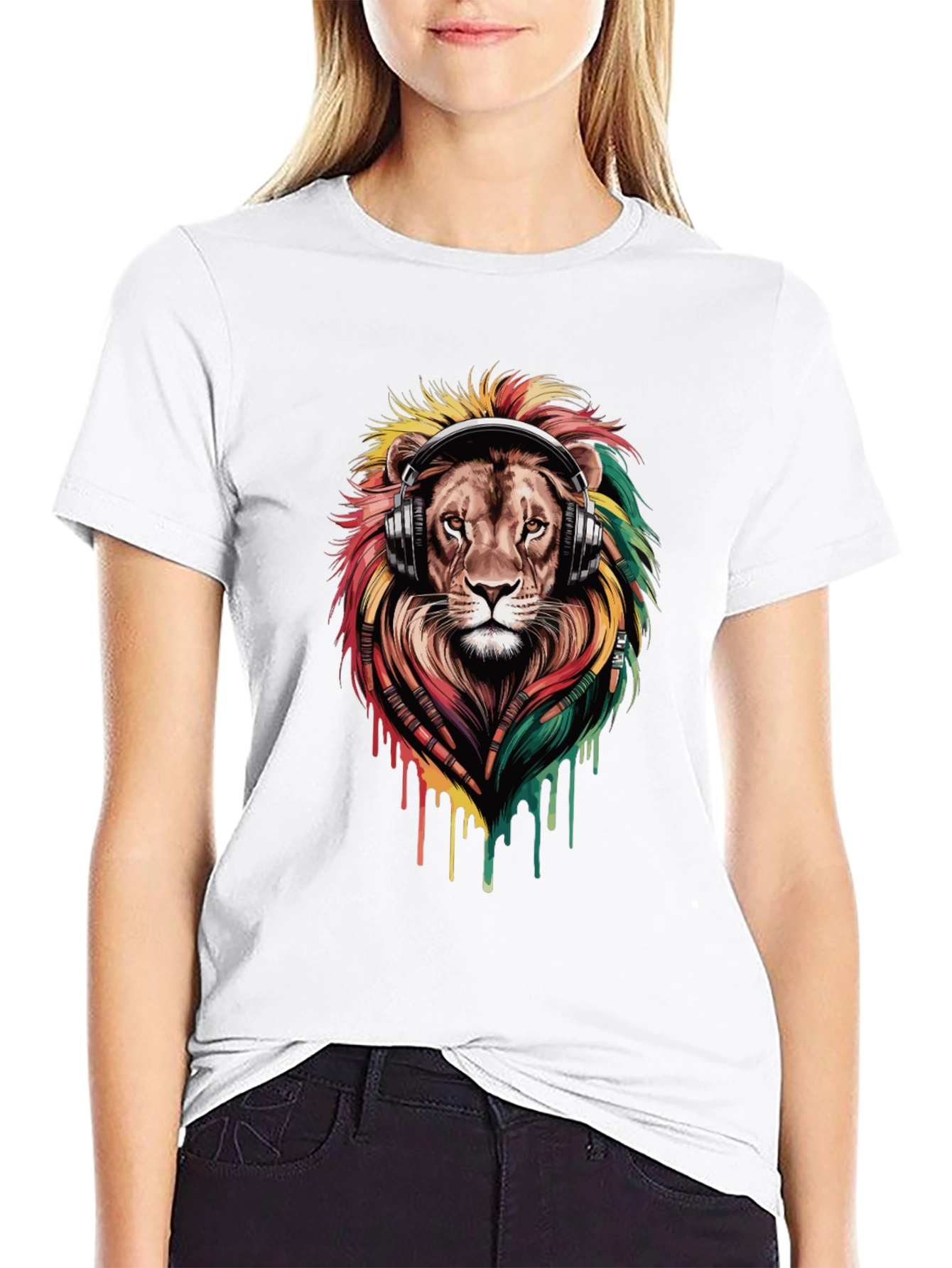 Black Lion Headphones Graphic Tee - Black view 9