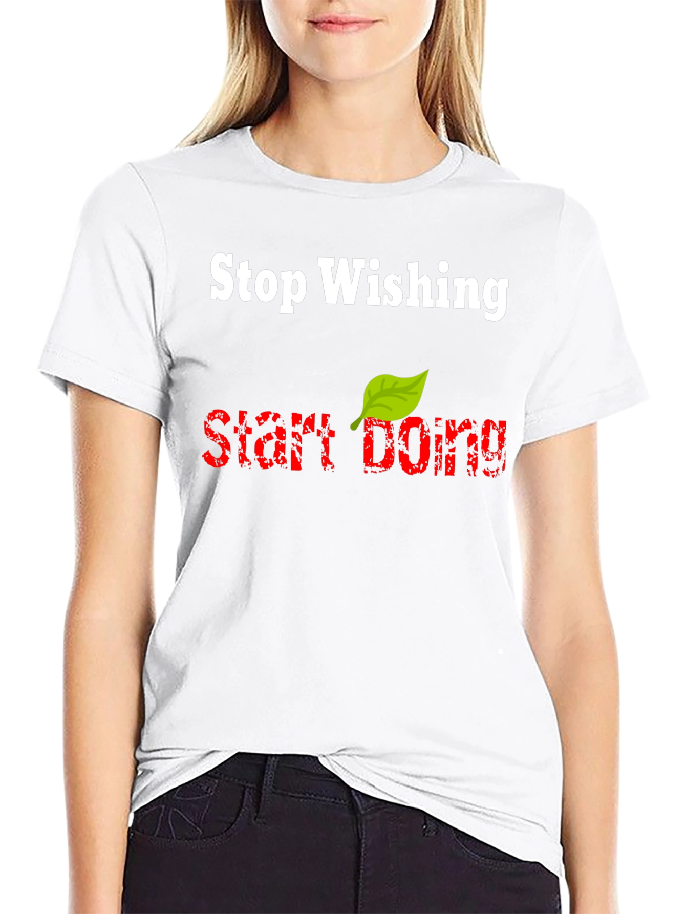 Black Stop Wishing Start Doing T-Shirt view 9